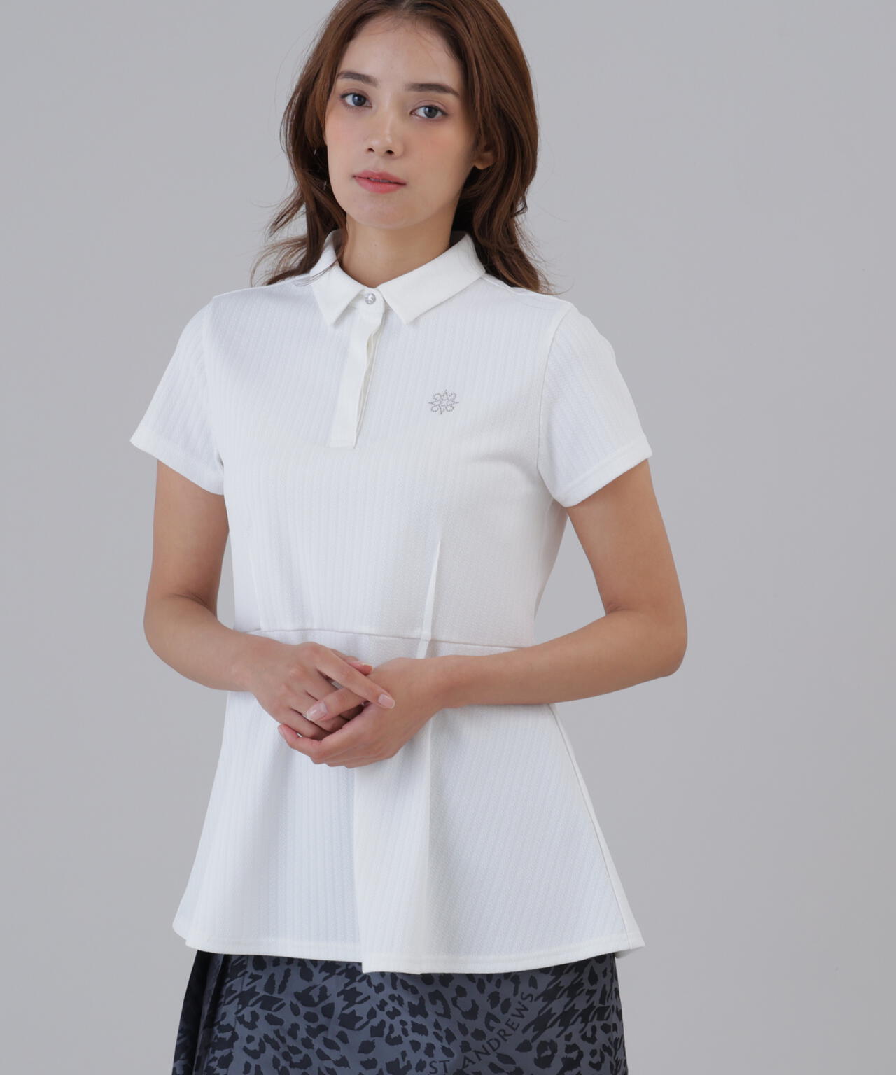 セントアンドリュース　襟付きカットソーRサイズ【未使用タグ付き】 サッカー調ジャガード半袖シャツ (WOMENS) | St ANDREWS（セント