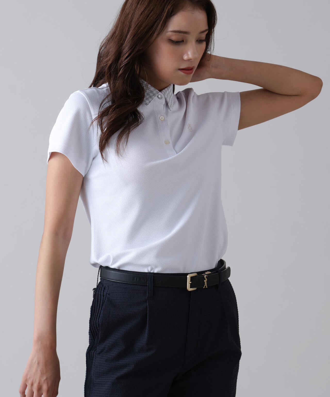 吸水速乾】【UVカット】ポップコーンストレッチ半袖ポロシャツ (WOMENS