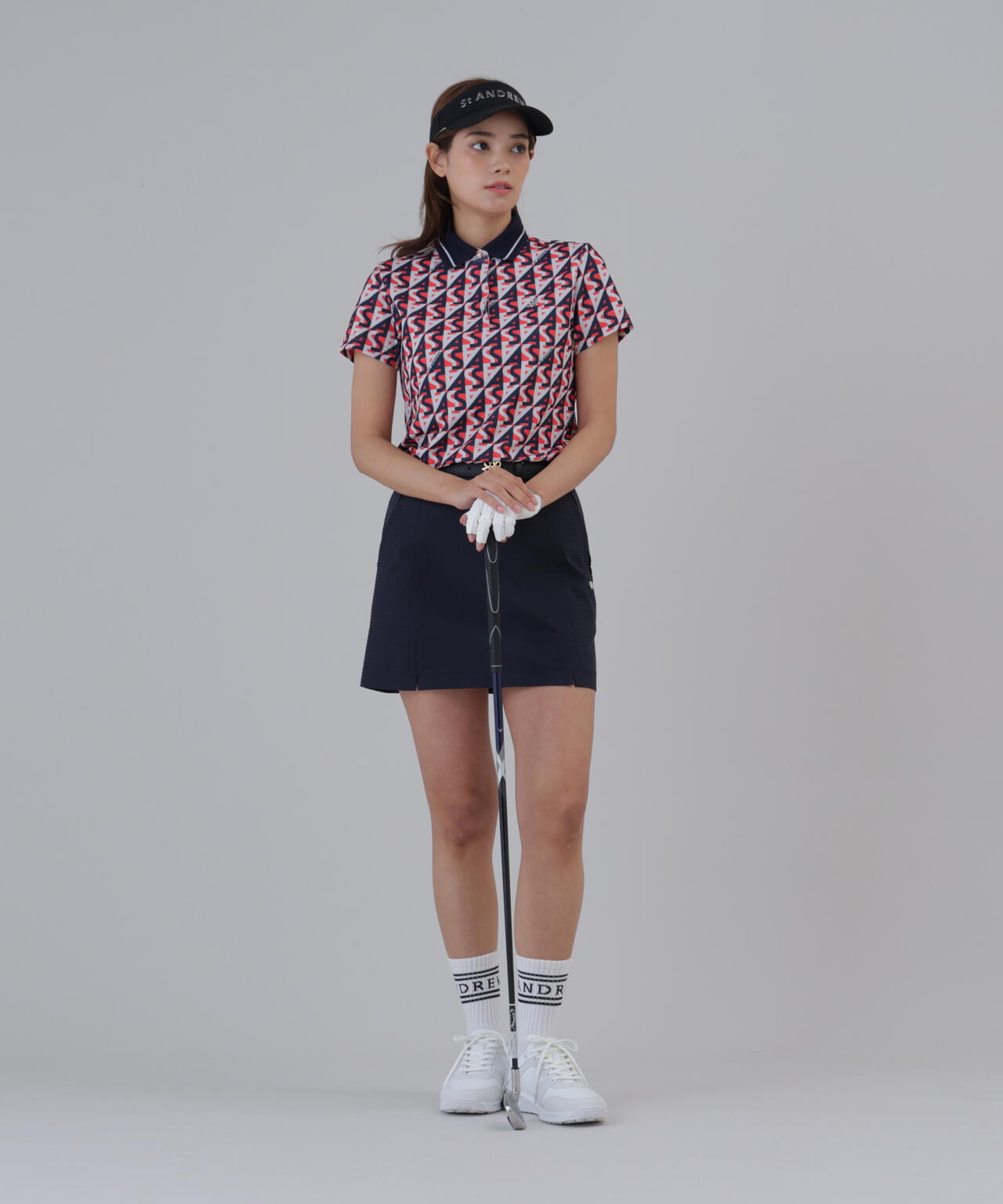 吸水速乾】【UVカット】SAラインプリント半袖シャツ (WOMENS) | St