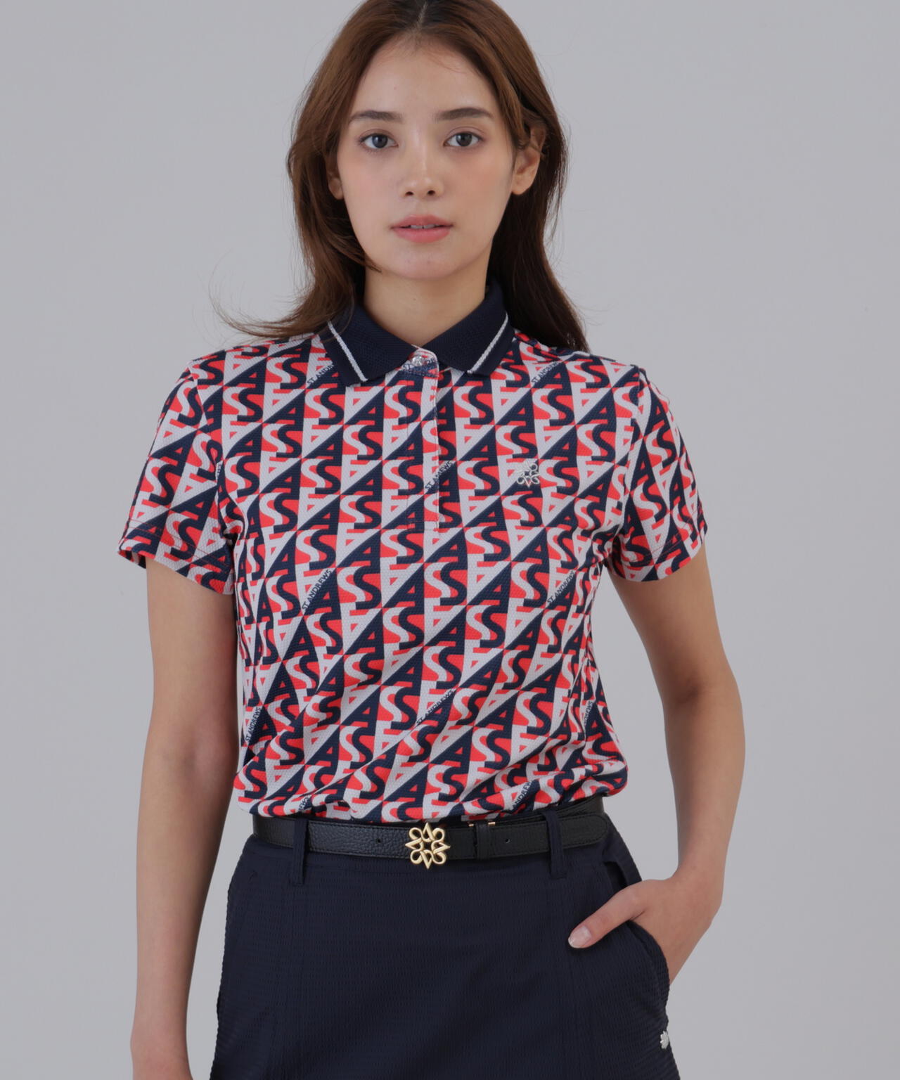 吸水速乾】【UVカット】SAラインプリント半袖シャツ (WOMENS) | St