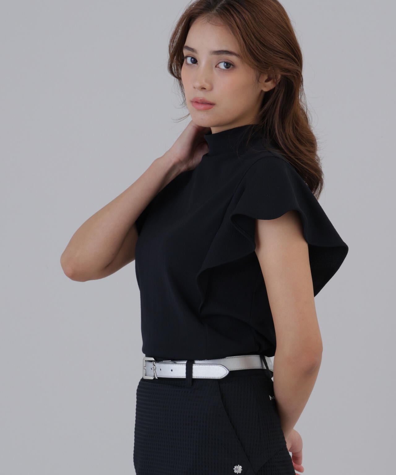 タックジャガード半袖ハイネックカットソー (WOMENS) | St ANDREWS