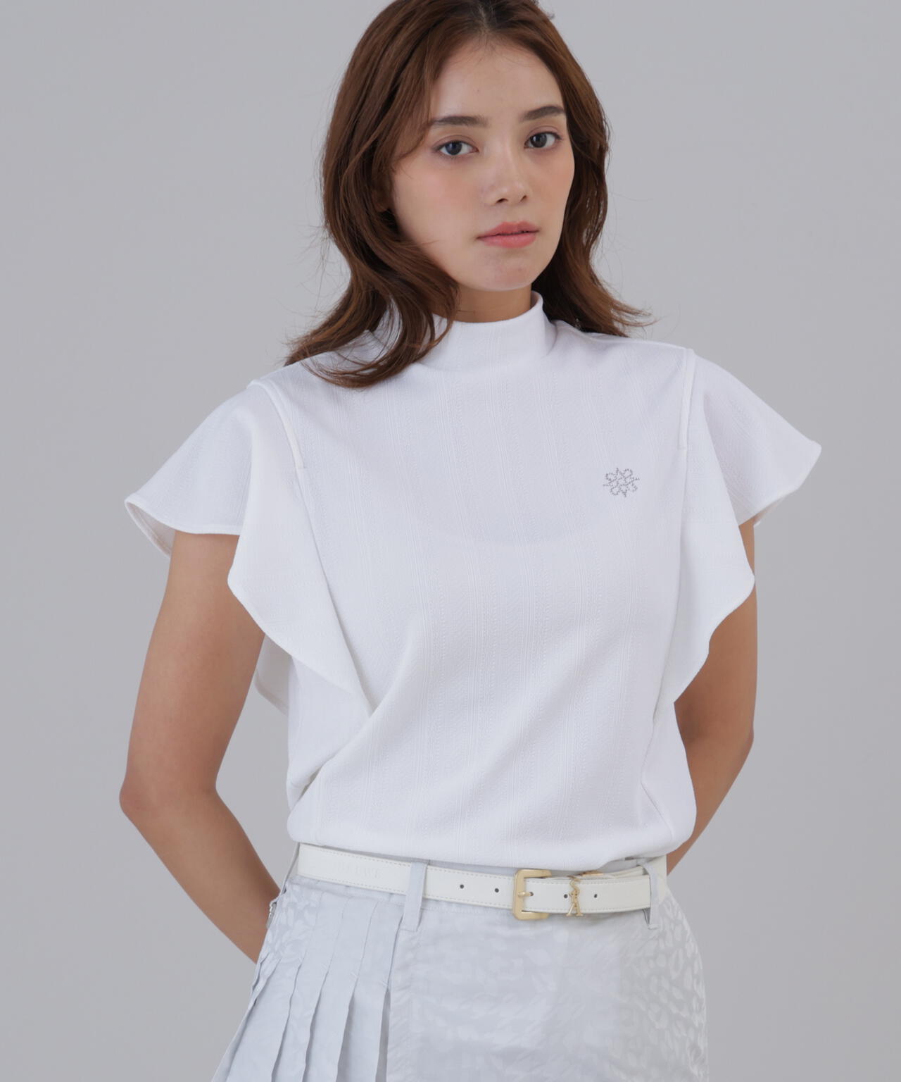 タックジャガード半袖ハイネックカットソー (WOMENS) | St ANDREWS