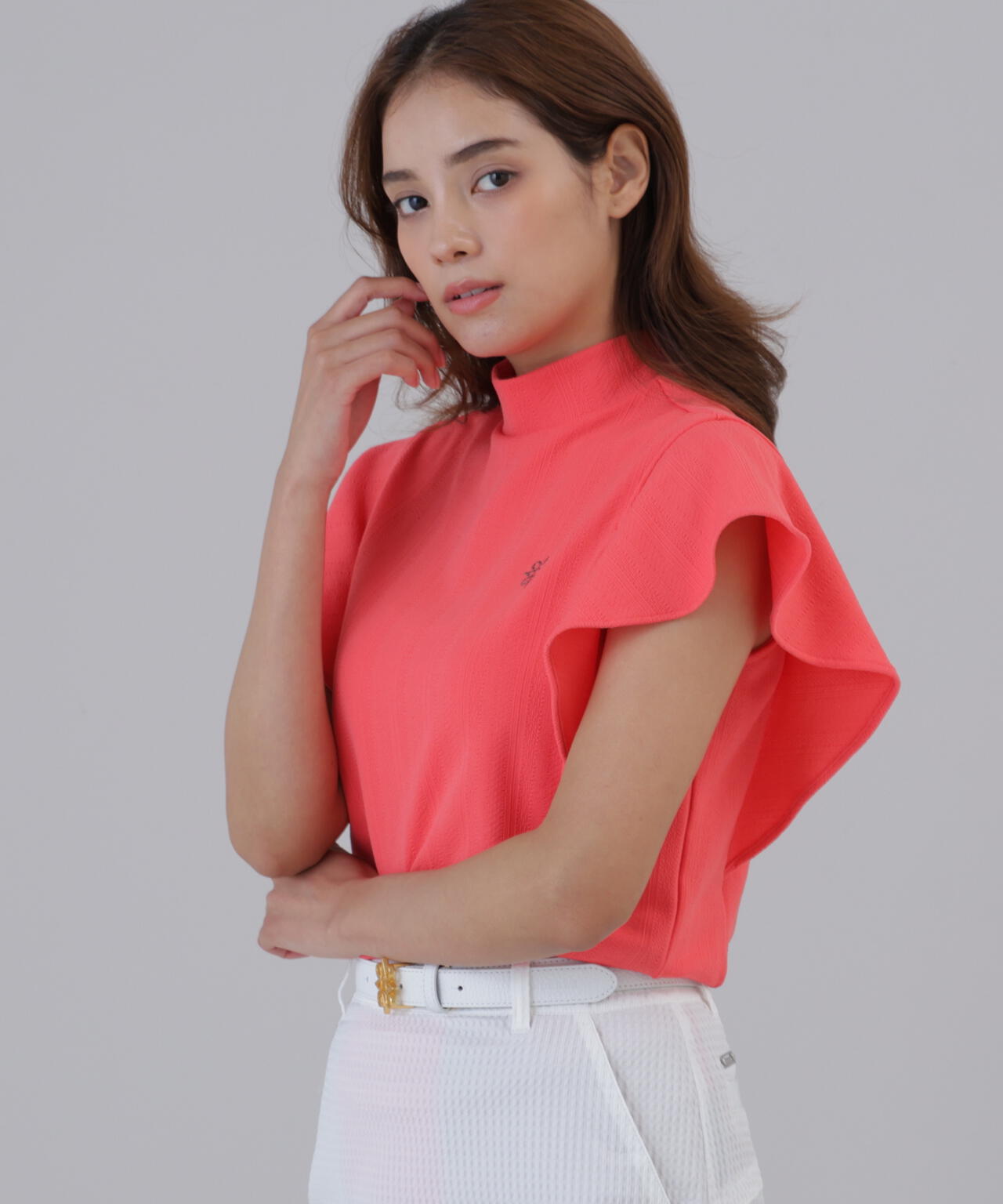 タックジャガード半袖ハイネックカットソー (WOMENS) | St ANDREWS