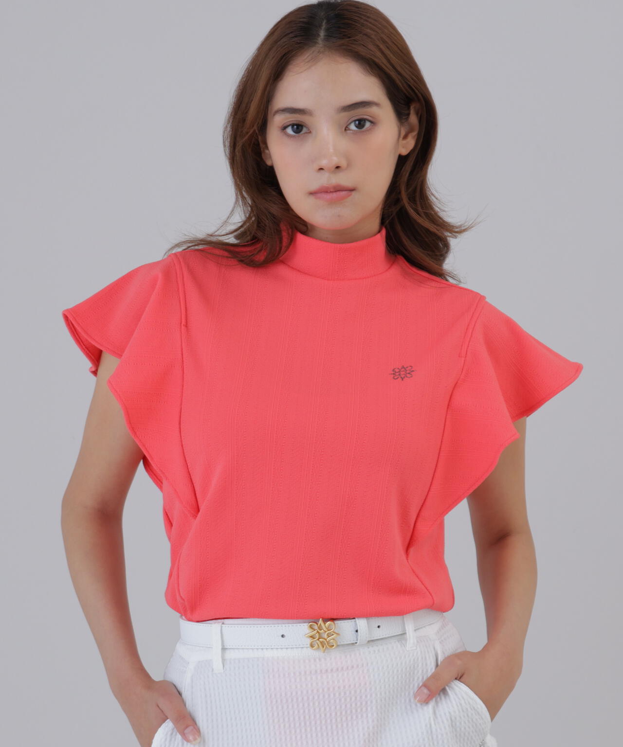 タックジャガード半袖ハイネックカットソー (WOMENS) | St ANDREWS