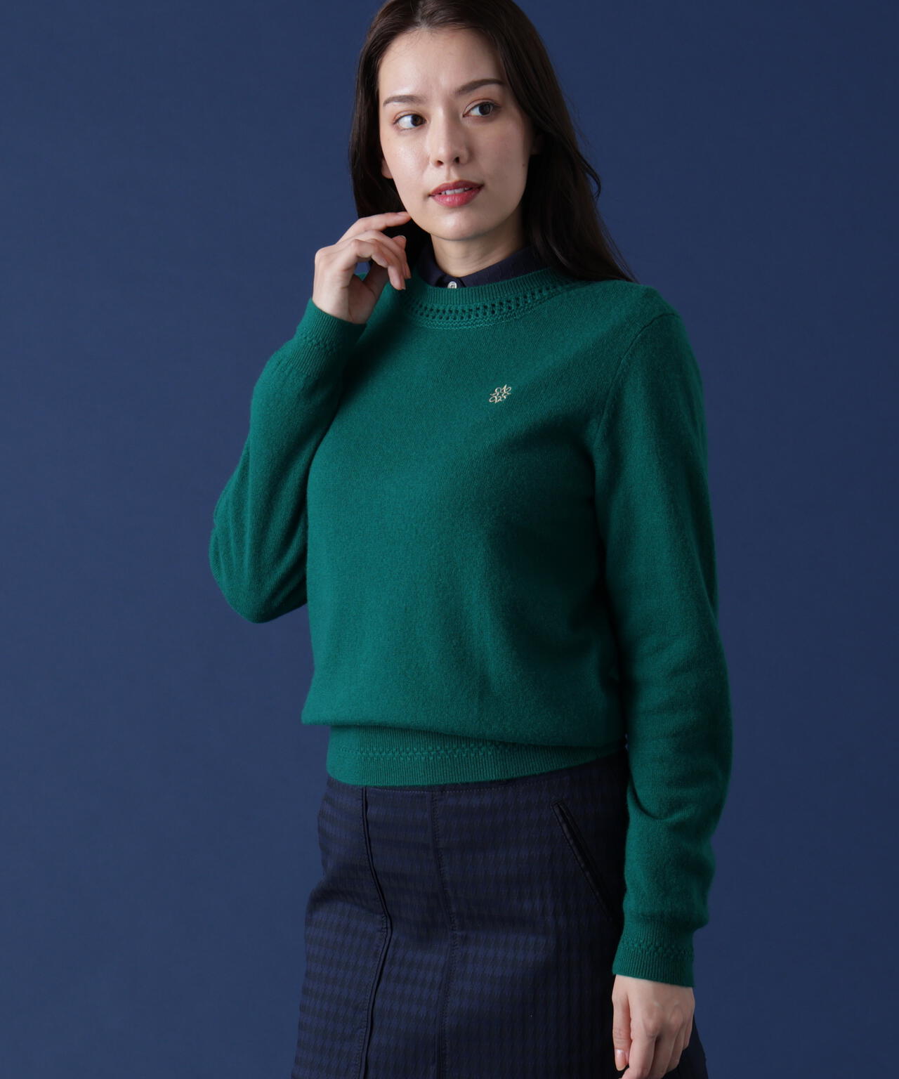 THE OLD COURSE]12Gカシミヤクルーネックニットプルオーバー (WOMENS