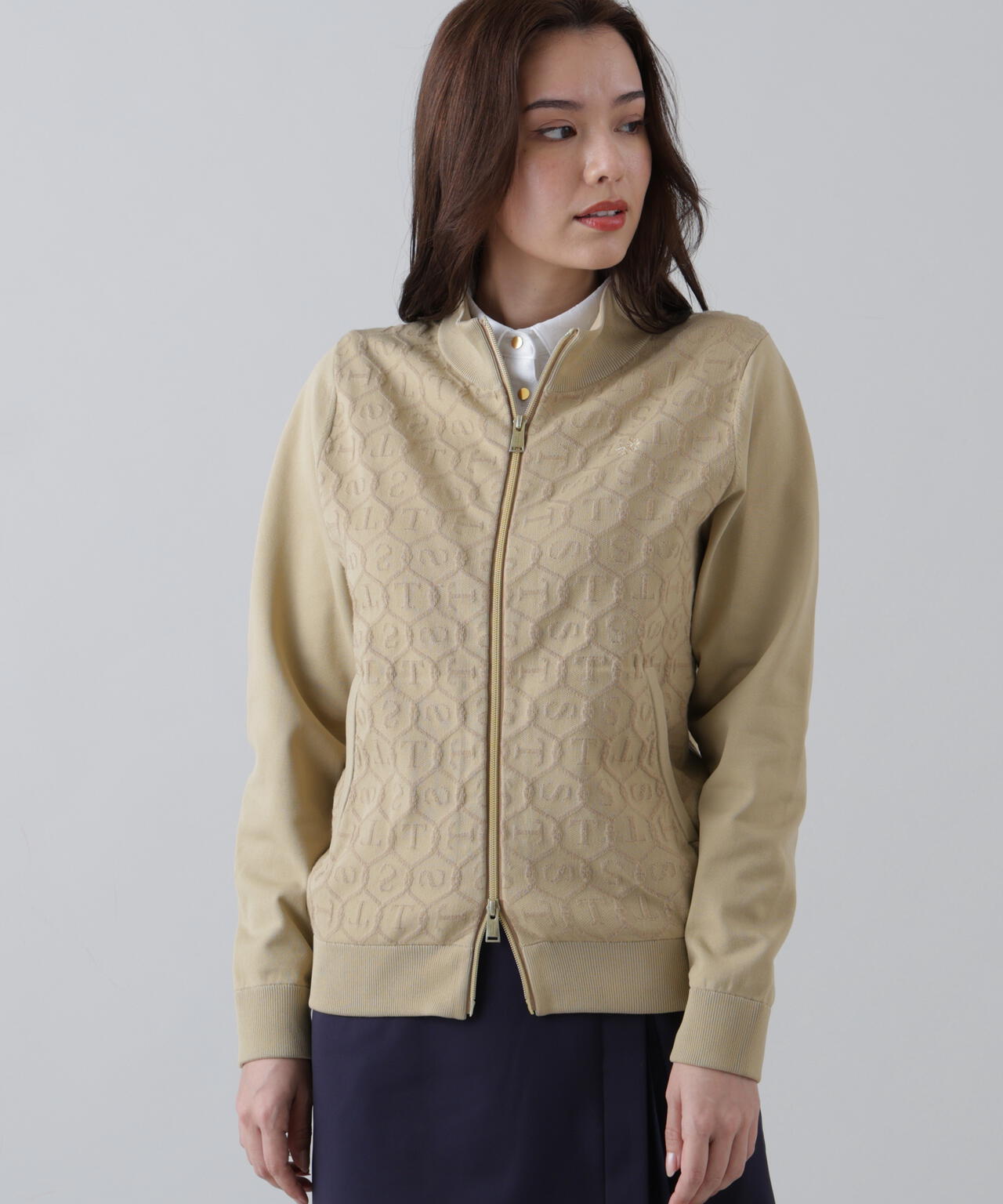 14GSTケーブルジャガードニットブルゾン (WOMENS) | St ANDREWS