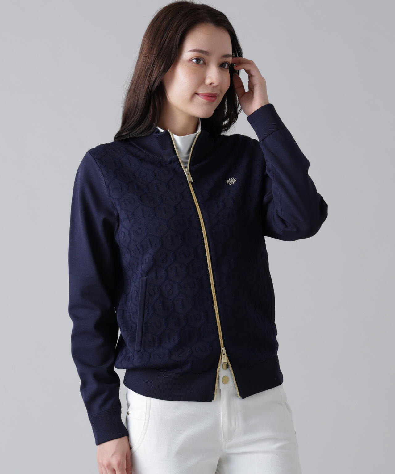 14GSTケーブルジャガードニットブルゾン (WOMENS) | St ANDREWS