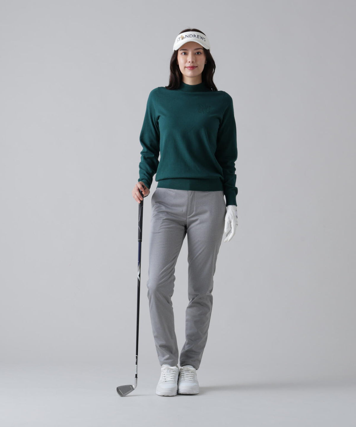 カシミヤタッチ天竺モックネックニットプルオーバー (WOMENS)