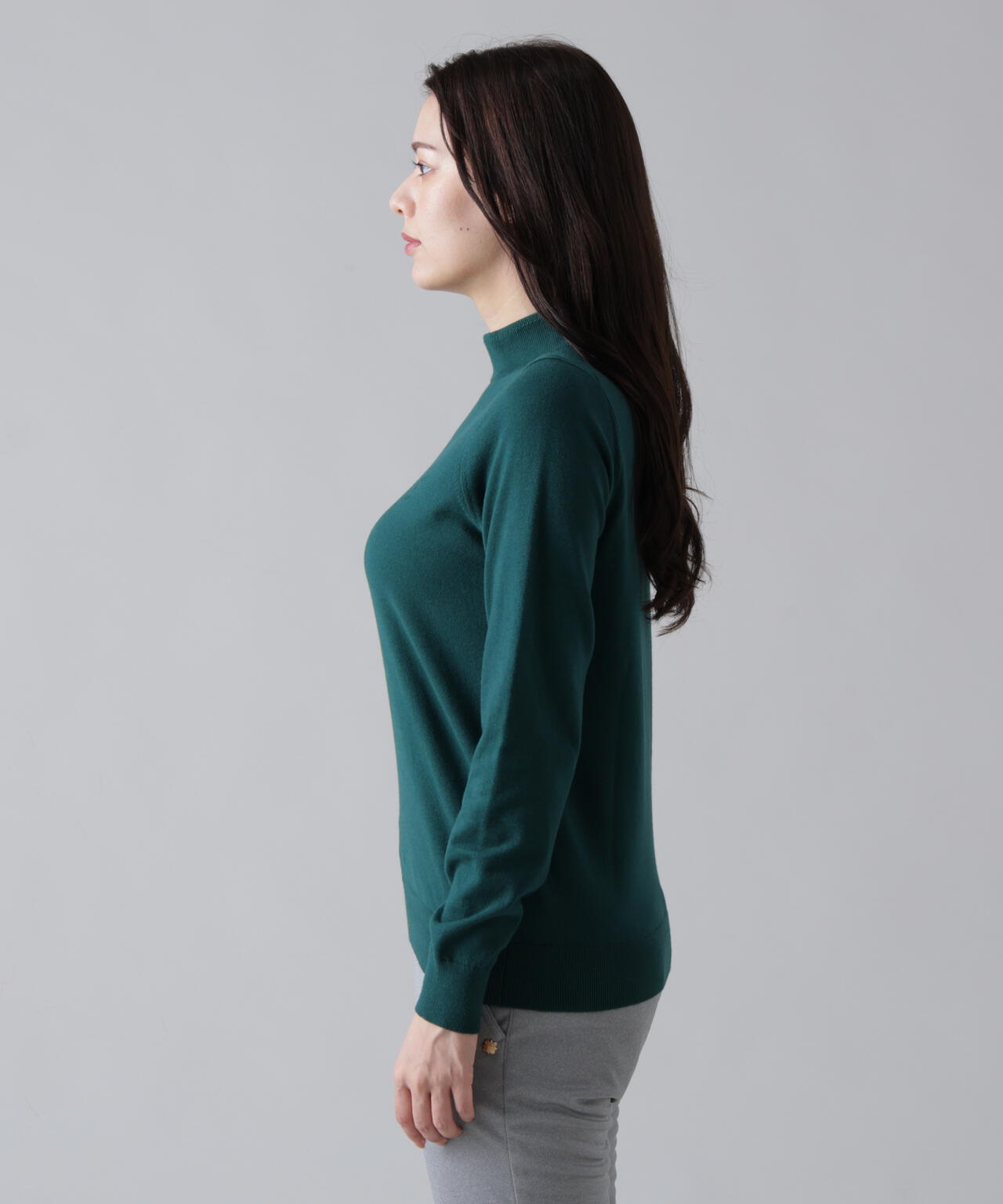 カシミヤタッチ天竺モックネックニットプルオーバー (WOMENS) | ST