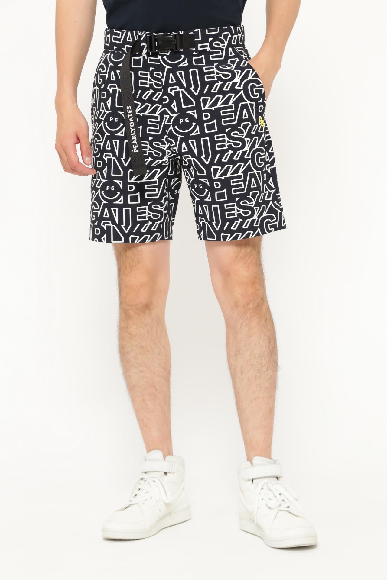 ナイロンタスランストレッチリップ ショートパンツ ＜ニコロゴエレキ柄＞