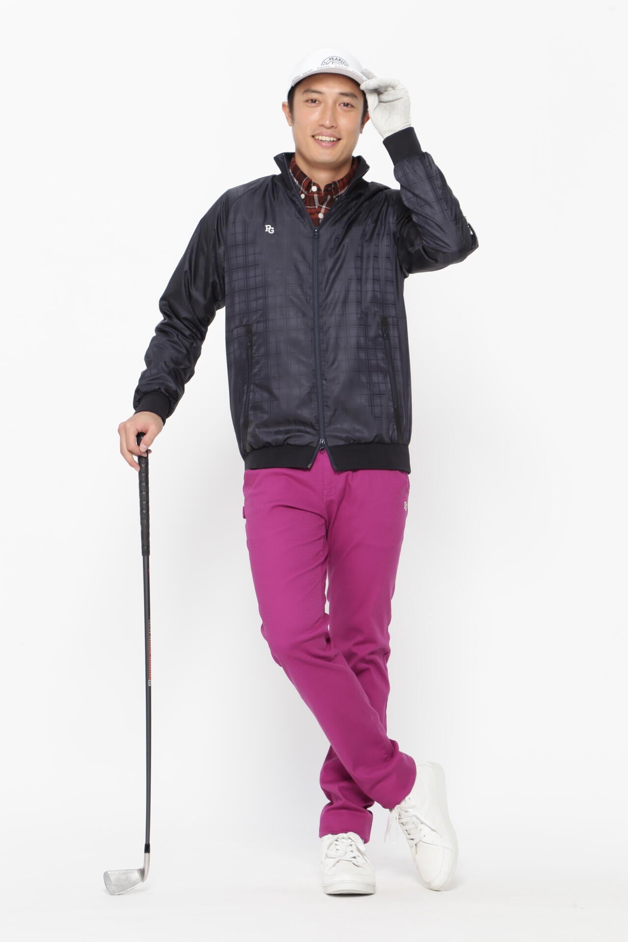 パーリーゲイツ タフレックス ビッグチェック フルジップブルゾン（WHT／4） タフレックス ブルゾン ＜BIGチェック＞ | PEARLY GATES（パーリー