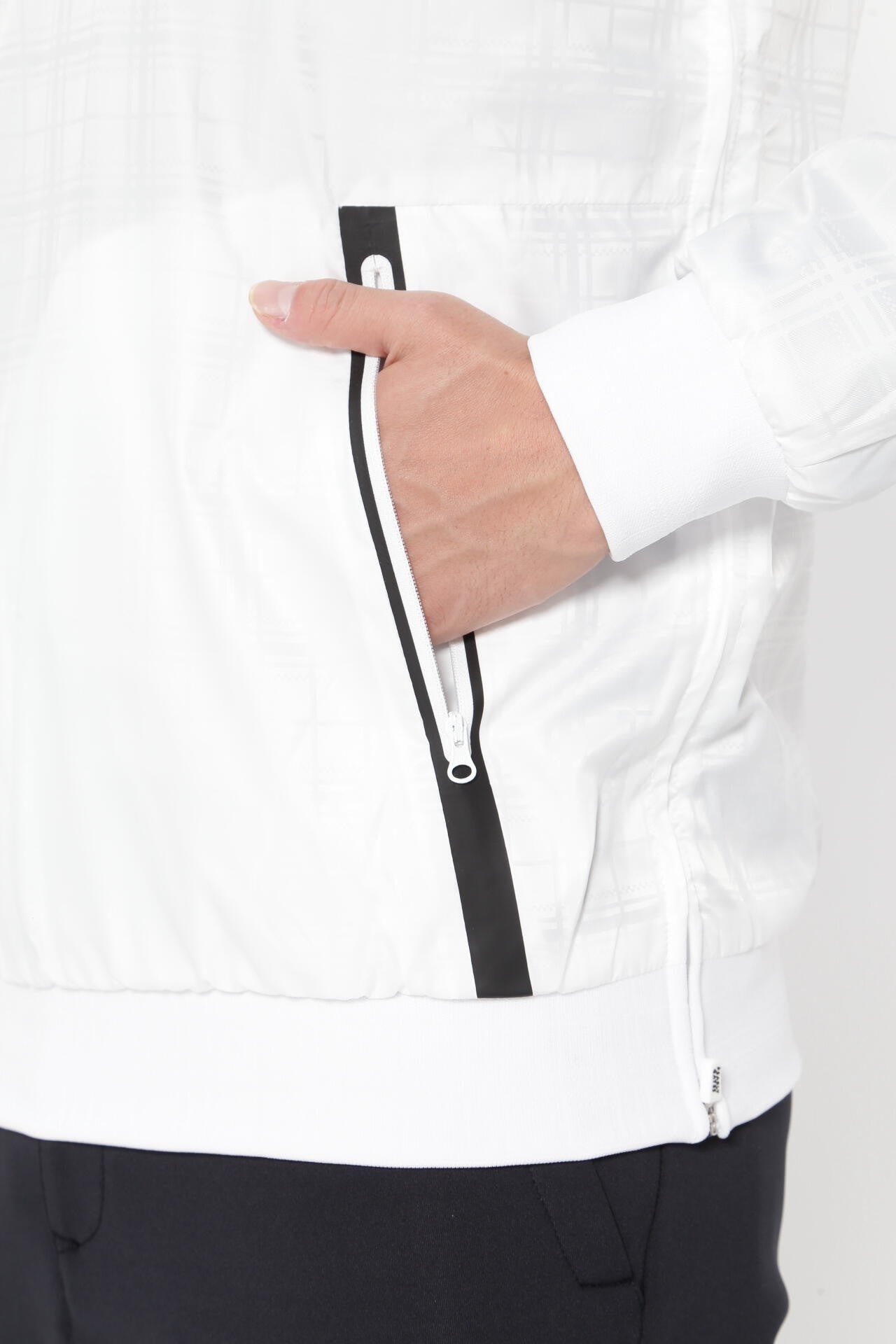 新品未使用✨️ パーリーゲイツ【L】タグ付き ダブルジップジャケット ホワイト タフレックス スニードジャケット ＜BIGチェック＞ | PEARLY GATES