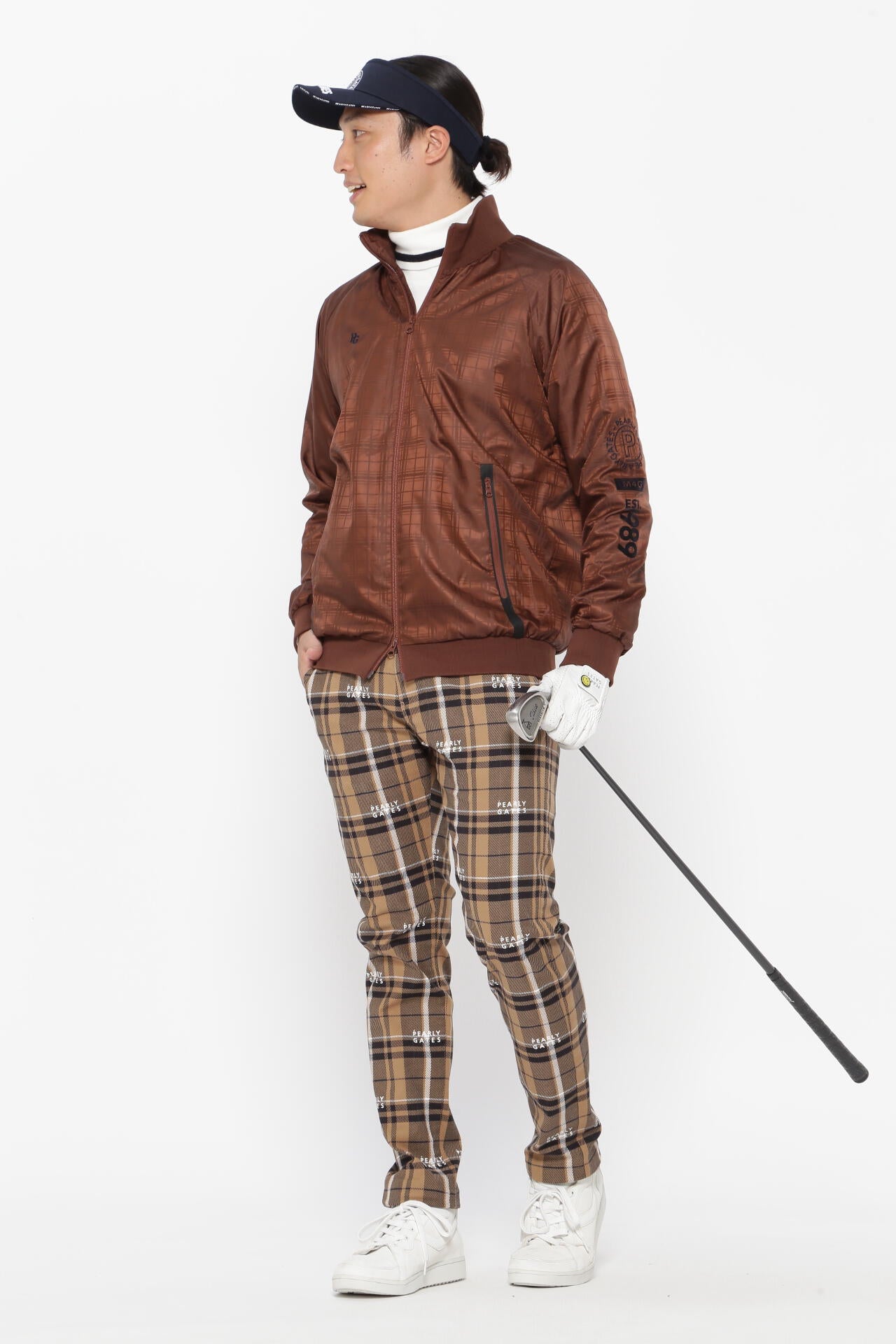 美品 パーリーゲイツ コットン ストレッチ カルゼ チェック ロゴ パンツ コットンストレッチカルゼチェックパンツ ＜CHECKシリーズ＞ | PEARLY