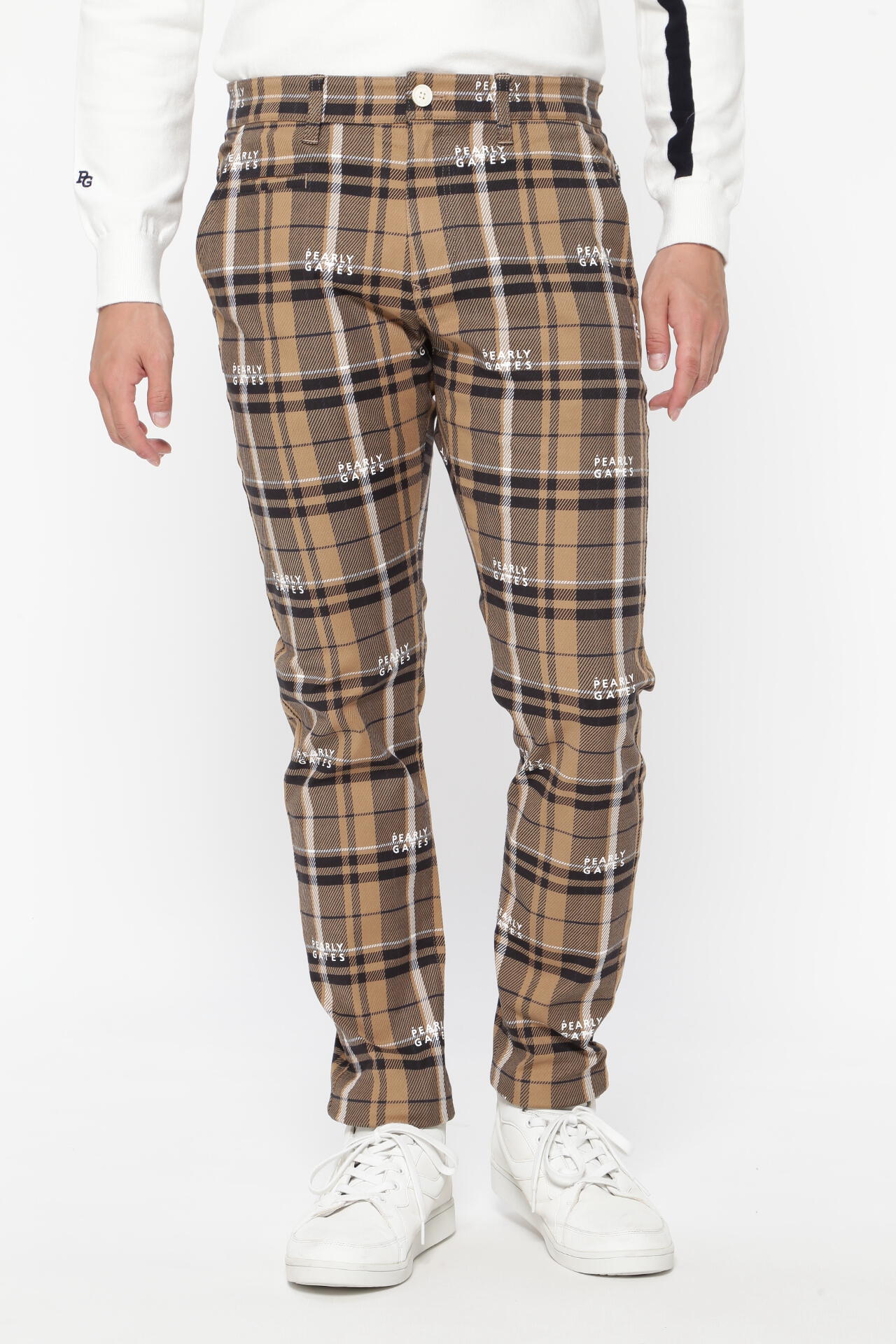 美品 パーリーゲイツ コットン ストレッチ カルゼ チェック ロゴ パンツ コットンストレッチカルゼチェックパンツ ＜CHECKシリーズ＞ | PEARLY