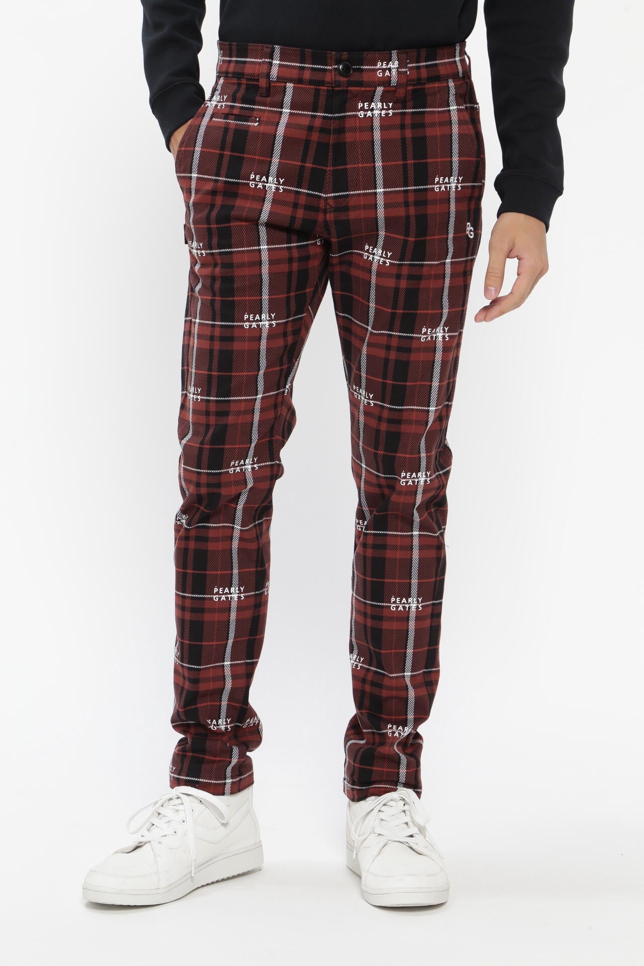 美品 パーリーゲイツ コットン ストレッチ カルゼ チェック ロゴ パンツ コットンストレッチカルゼチェックパンツ ＜CHECKシリーズ＞ | PEARLY