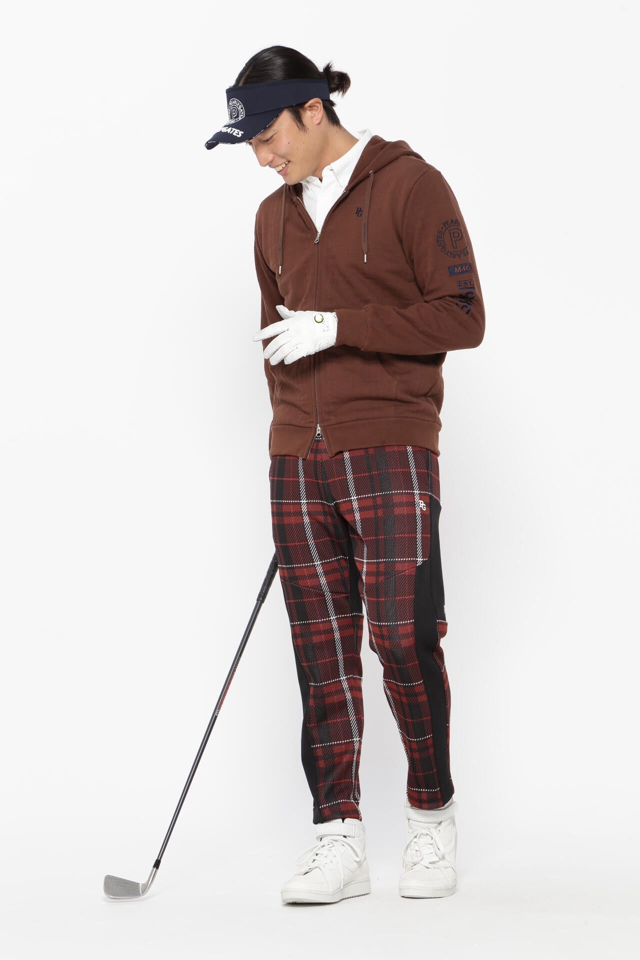 426 パーリーゲイツ スウェットパンツ ジャージー チェック 日本製 0 S 50219k05-1.jpg