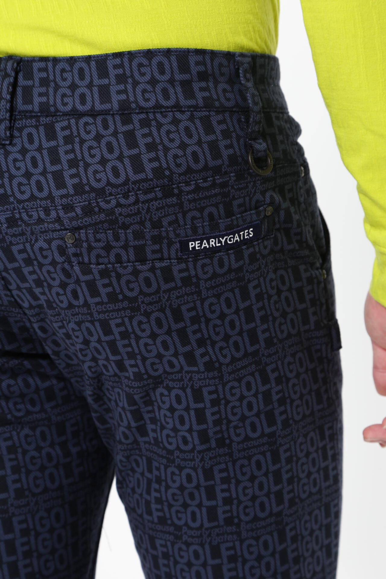 GOLF柄 (小) コットンストレッチカルゼ表ピーチ 5ポケットパンツ ＜GOLFロゴ＞