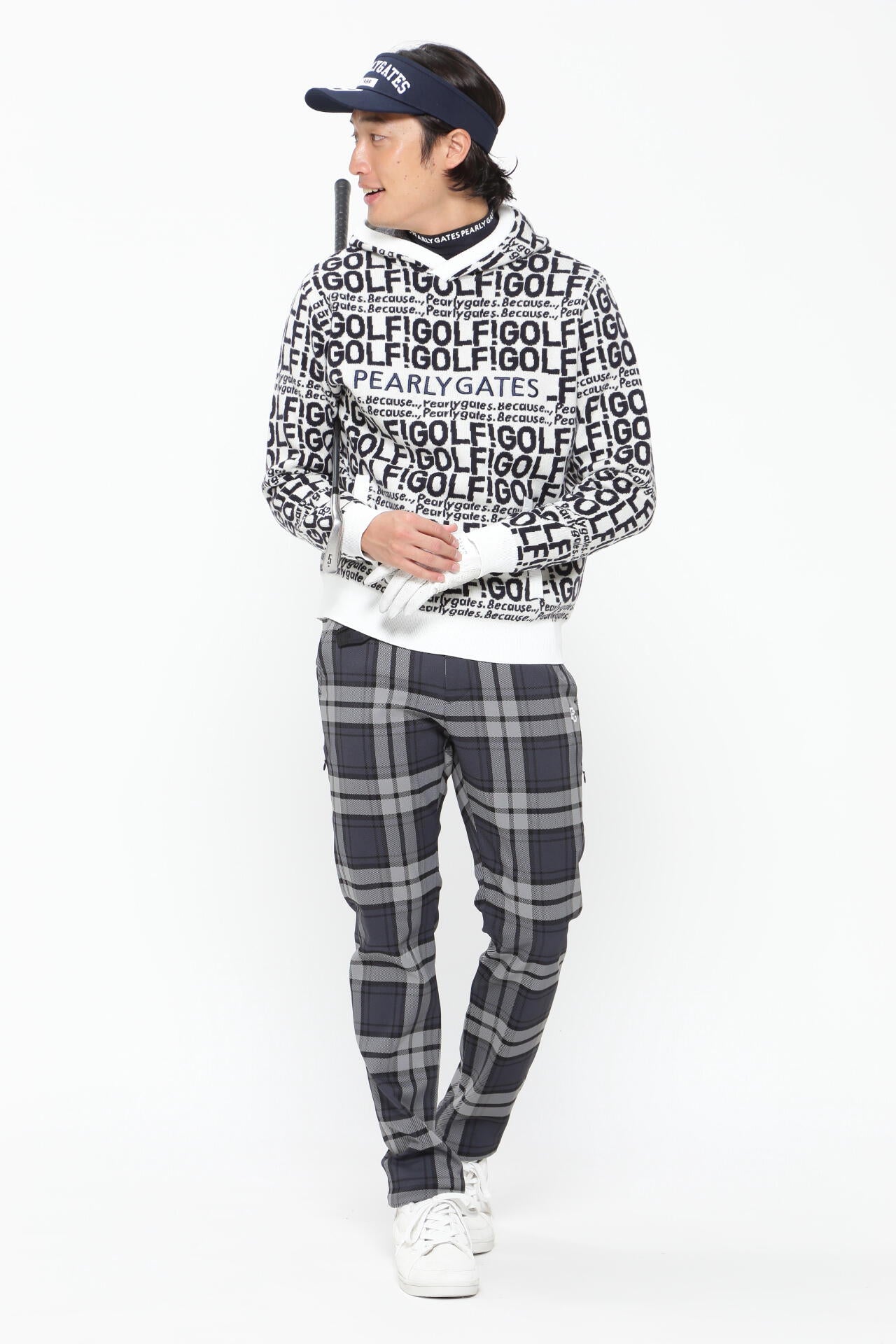 マルチチェック柄 ポリエステルストレッチチェック 5ポケットパンツ