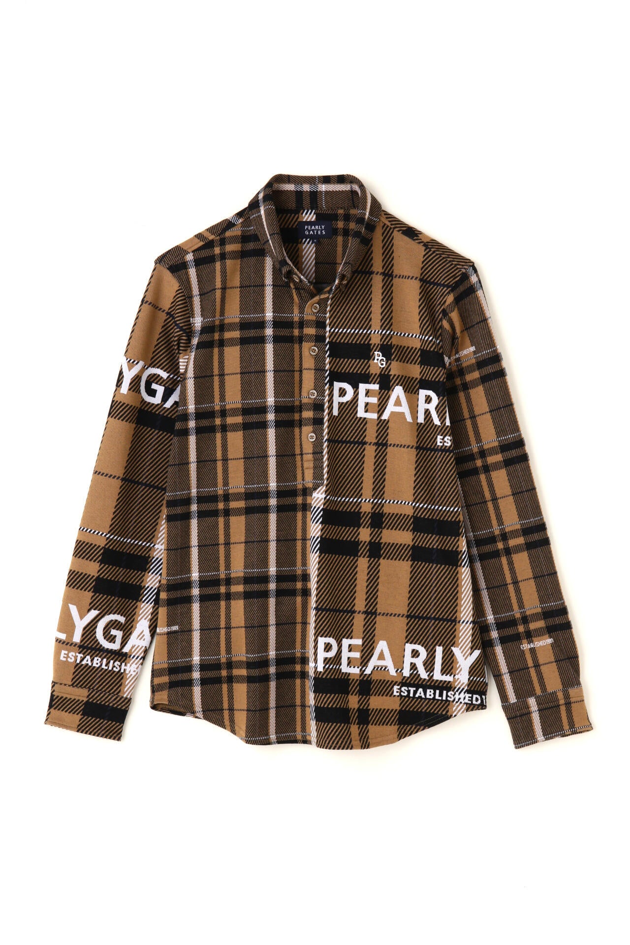 Wジャガード 長袖ボタンダウンカットソープルオーバー ＜CHECKシリーズ