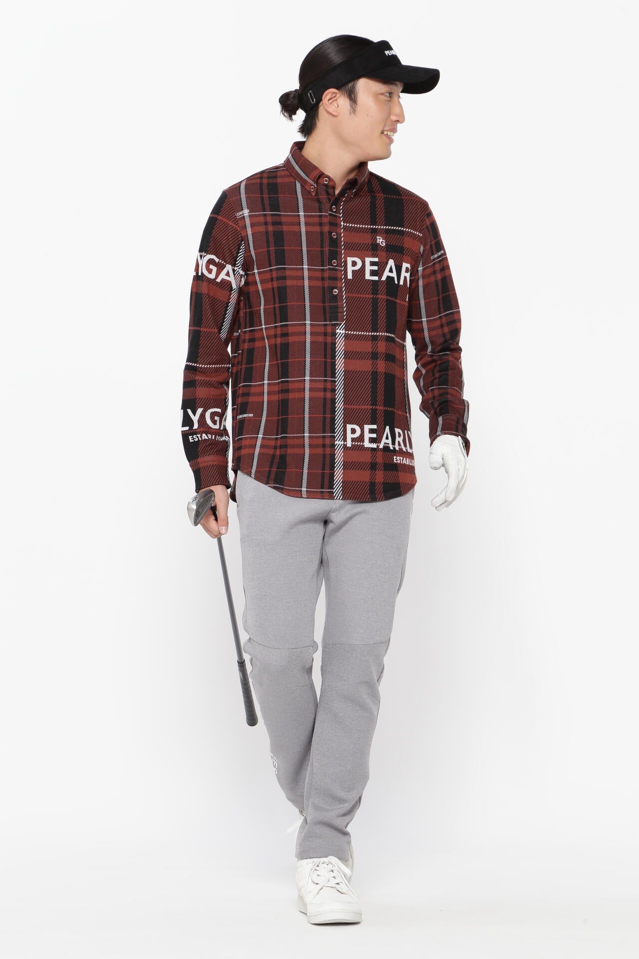 Wジャガード 長袖ボタンダウンカットソープルオーバー ＜CHECKシリーズ