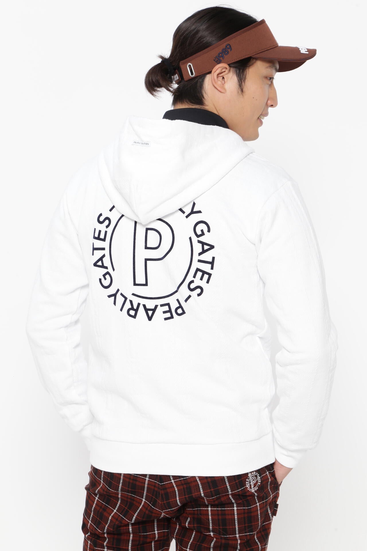 コットン裏毛ジャガード フルジップフーディジャケット ＜CHECK