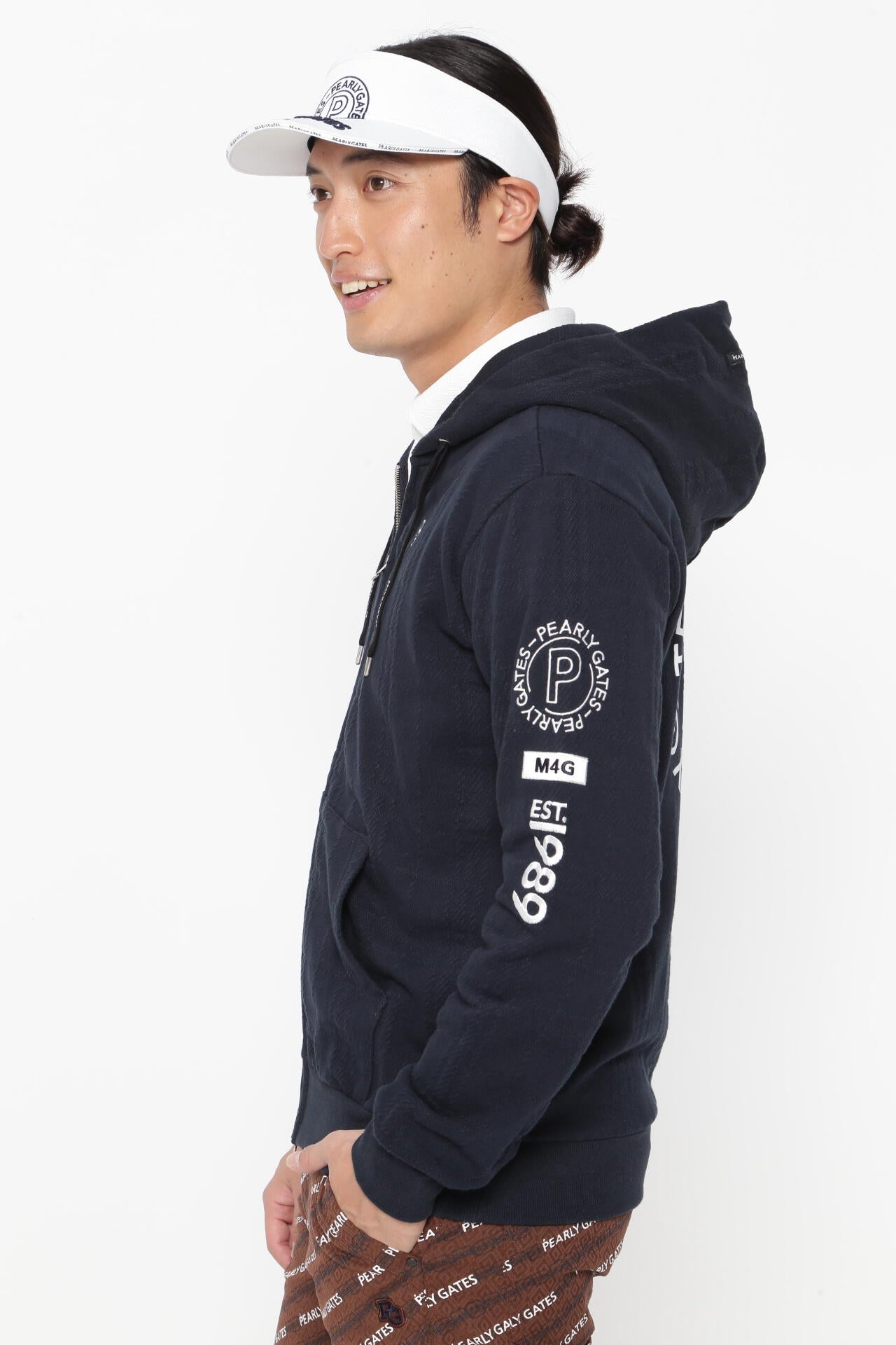 コットン裏毛ジャガード フルジップフーディジャケット ＜CHECK