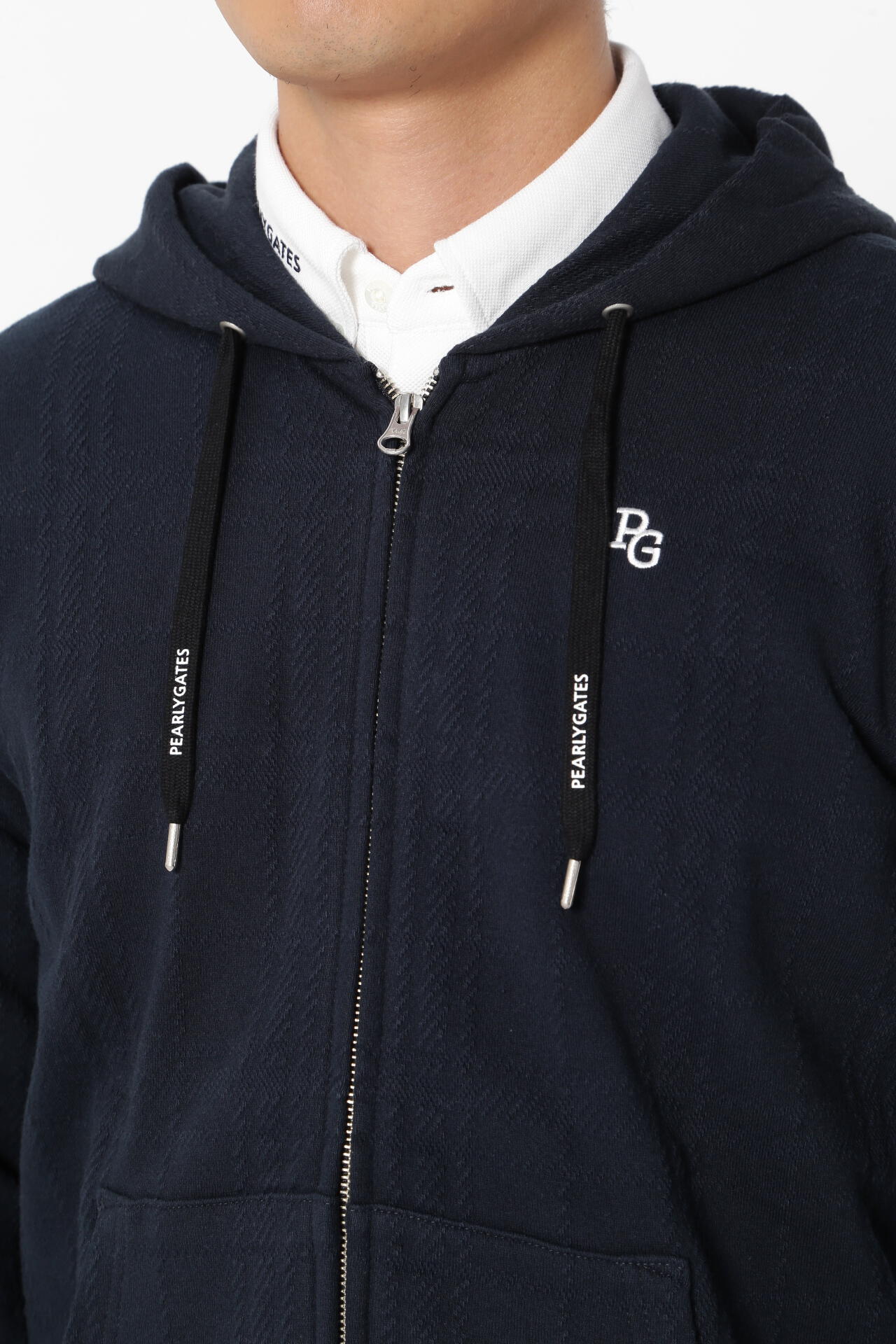 コットン裏毛ジャガード フルジップフーディジャケット ＜CHECK