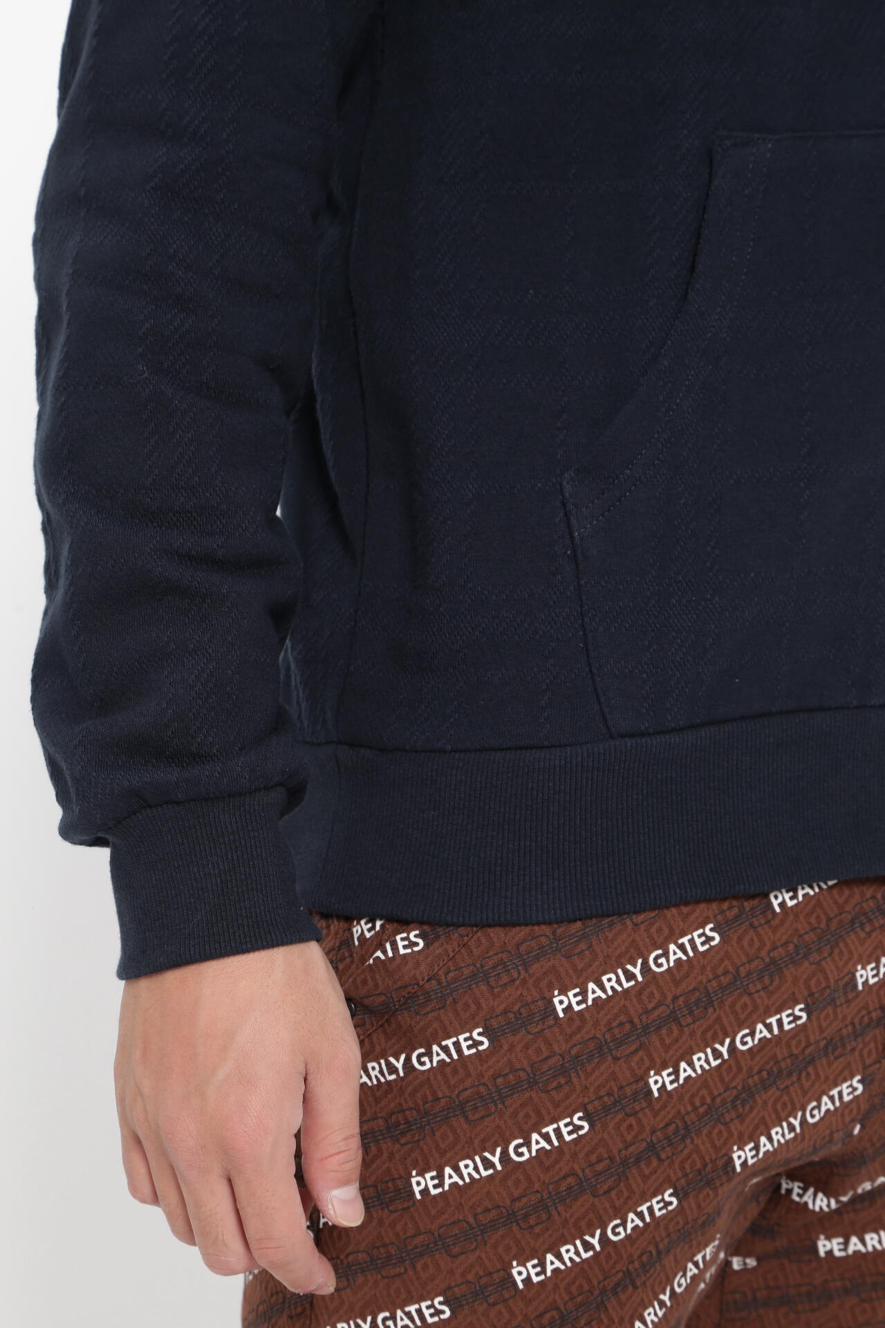 コットン裏毛ジャガード フルジップフーディジャケット ＜CHECK