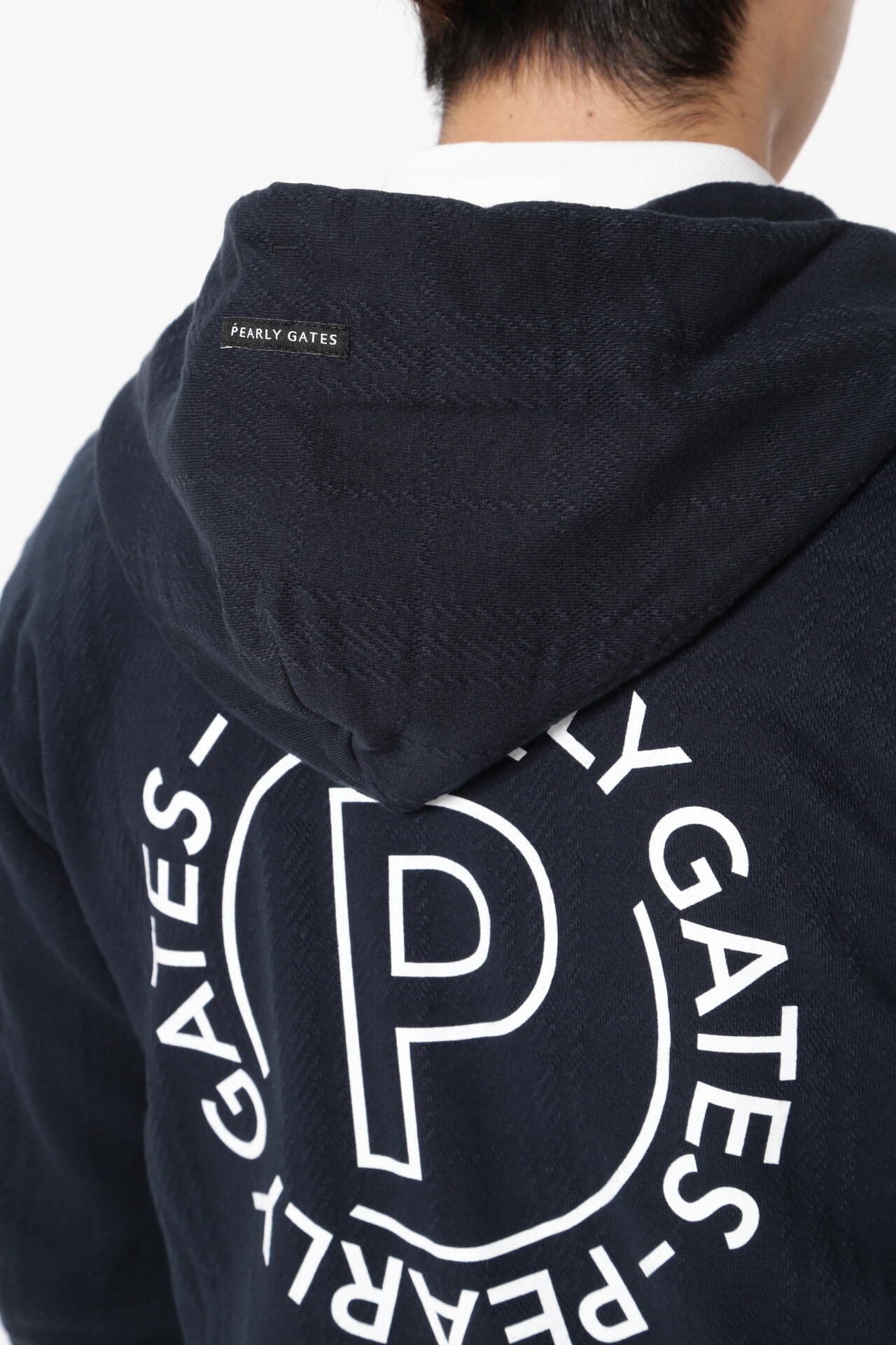 コットン裏毛ジャガード フルジップフーディジャケット ＜CHECK