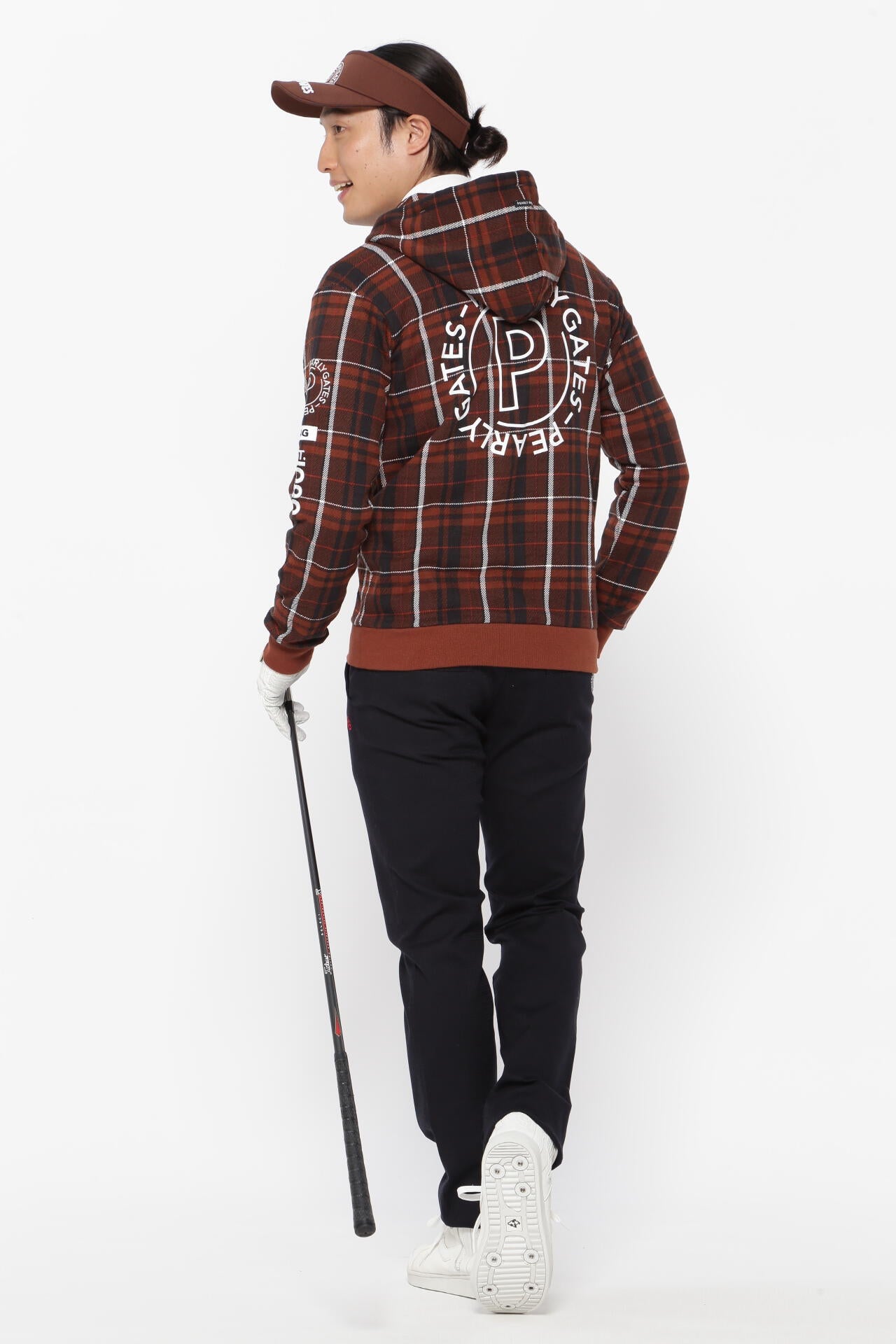 コットン裏毛ジャガード フルジップフーディジャケット ＜CHECK