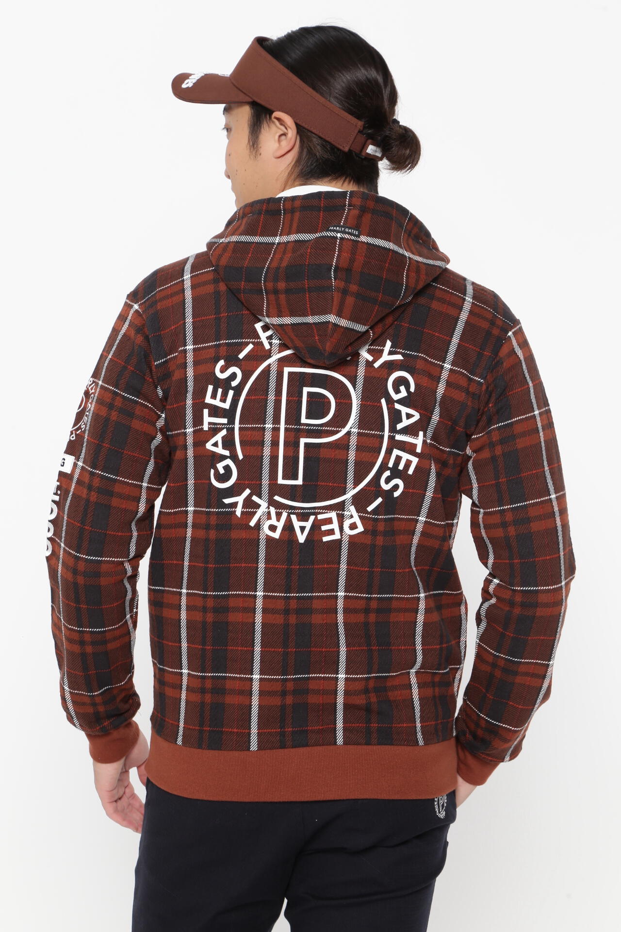 コットン裏毛ジャガード フルジップフーディジャケット ＜CHECK