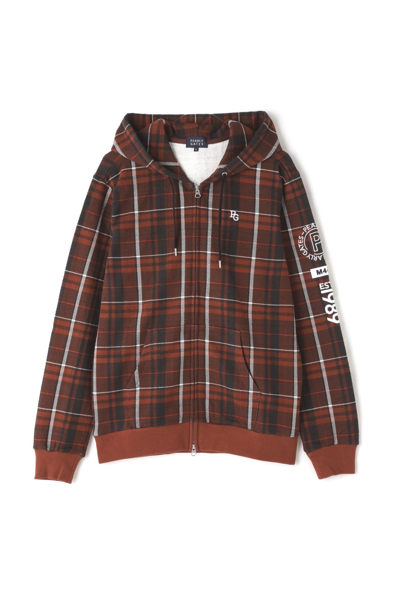 コットン裏毛ジャガード フルジップフーディジャケット ＜CHECK