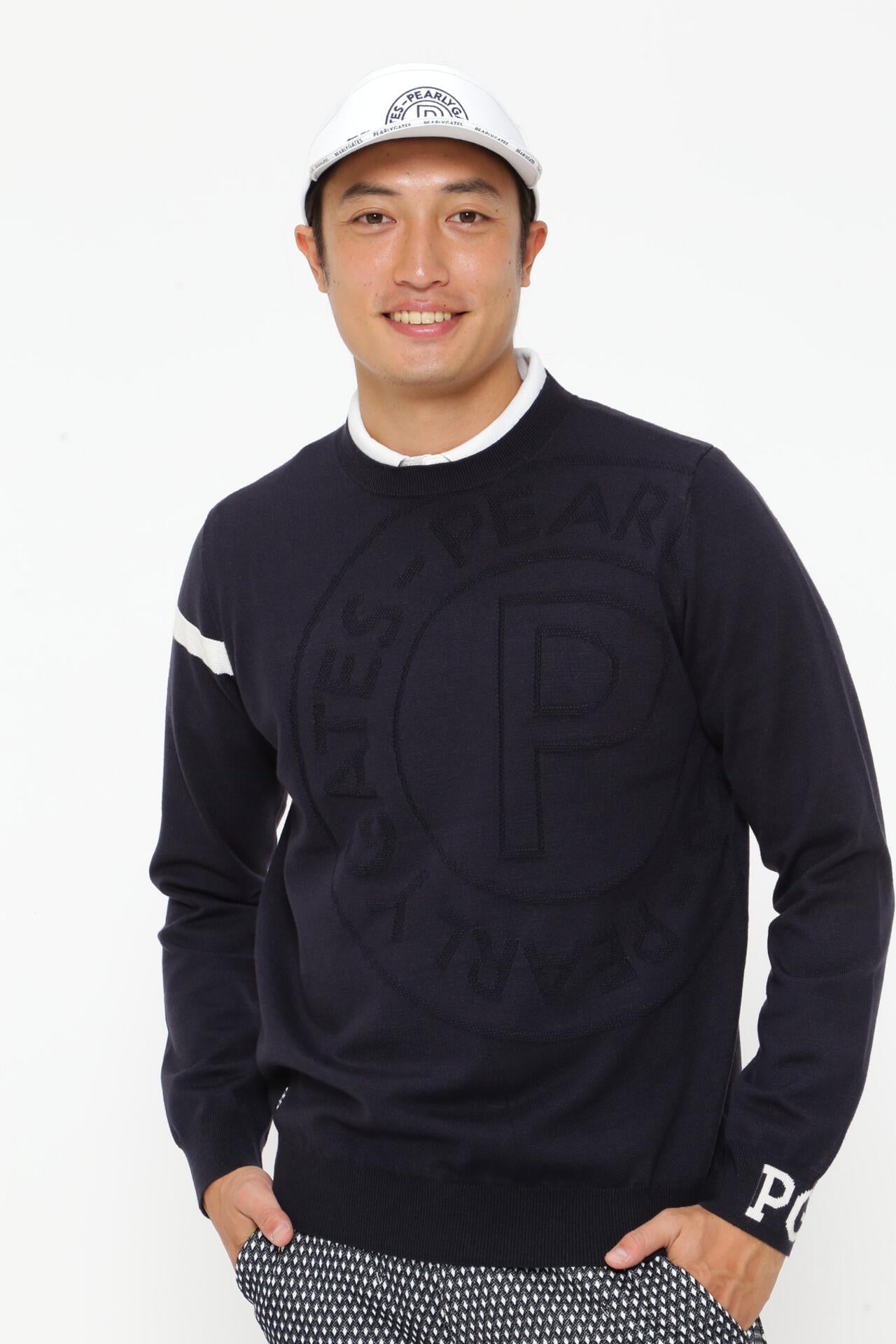 PEARLY GATES ネックオーバー　日本製 裏付きクルーネックニットプルオーバー | PEARLY GATES（パーリー