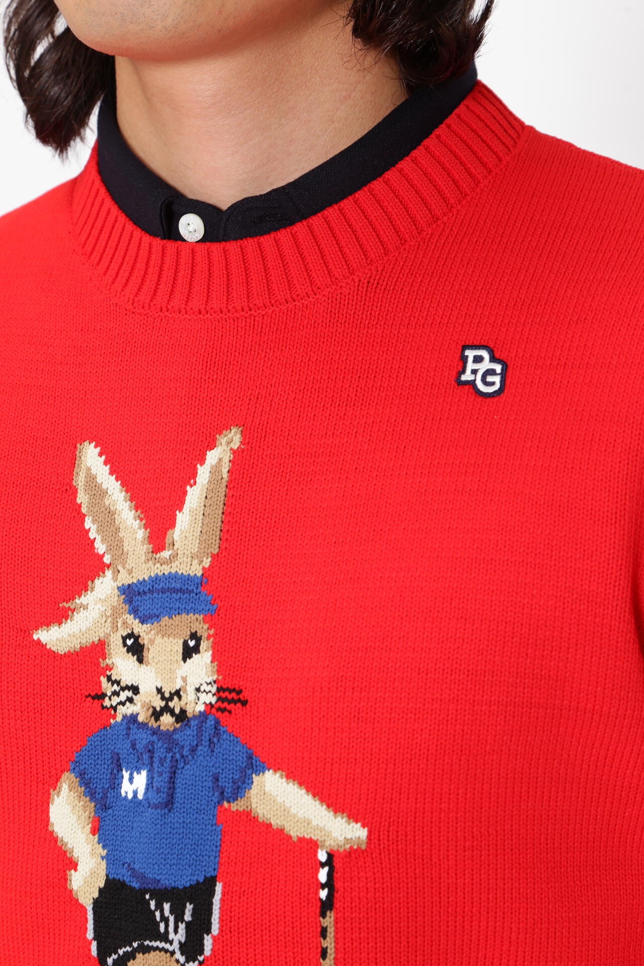 インターシャクルーネックニット ＜トラッドラビット＞ ＜MOMOKO UEDA SPECIAL COLLECTION＞