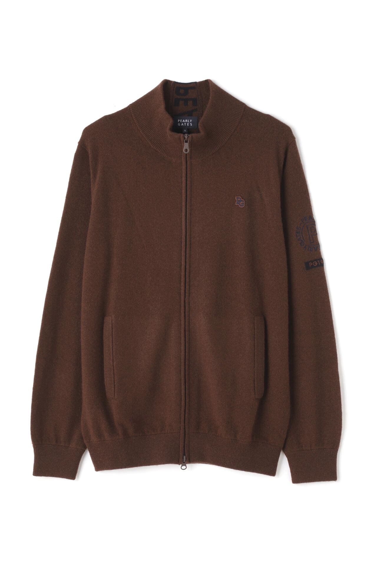 【美品】パーリーゲイツ　カシミヤ天竺 フルジップジャケット　バックロゴ　白　４ カシミヤ天竺 フルジップニットジャケット | PEARLY GATES（パーリー