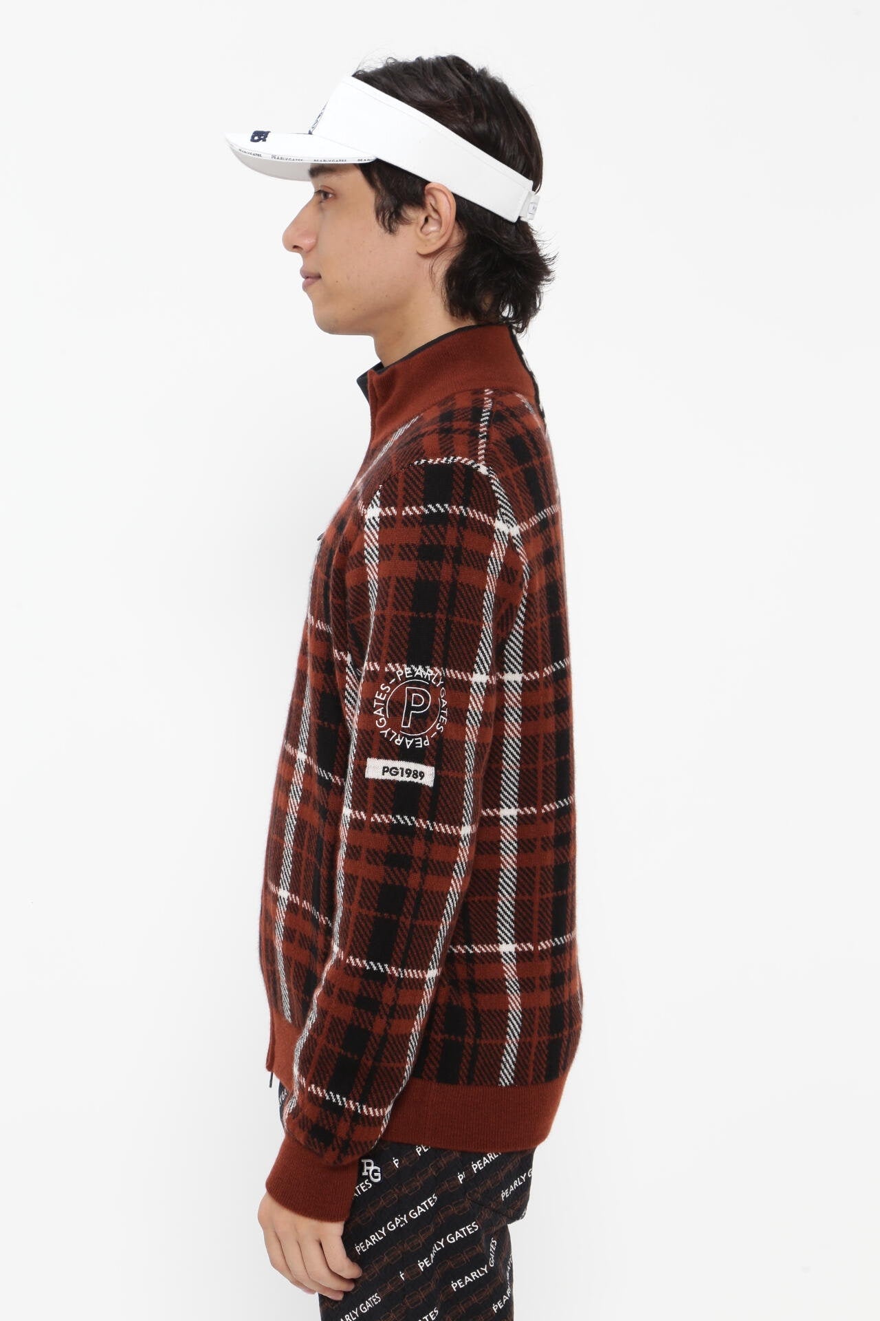 カシミヤ天竺 フルジップニットジャケット ＜CHECKシリーズ＞