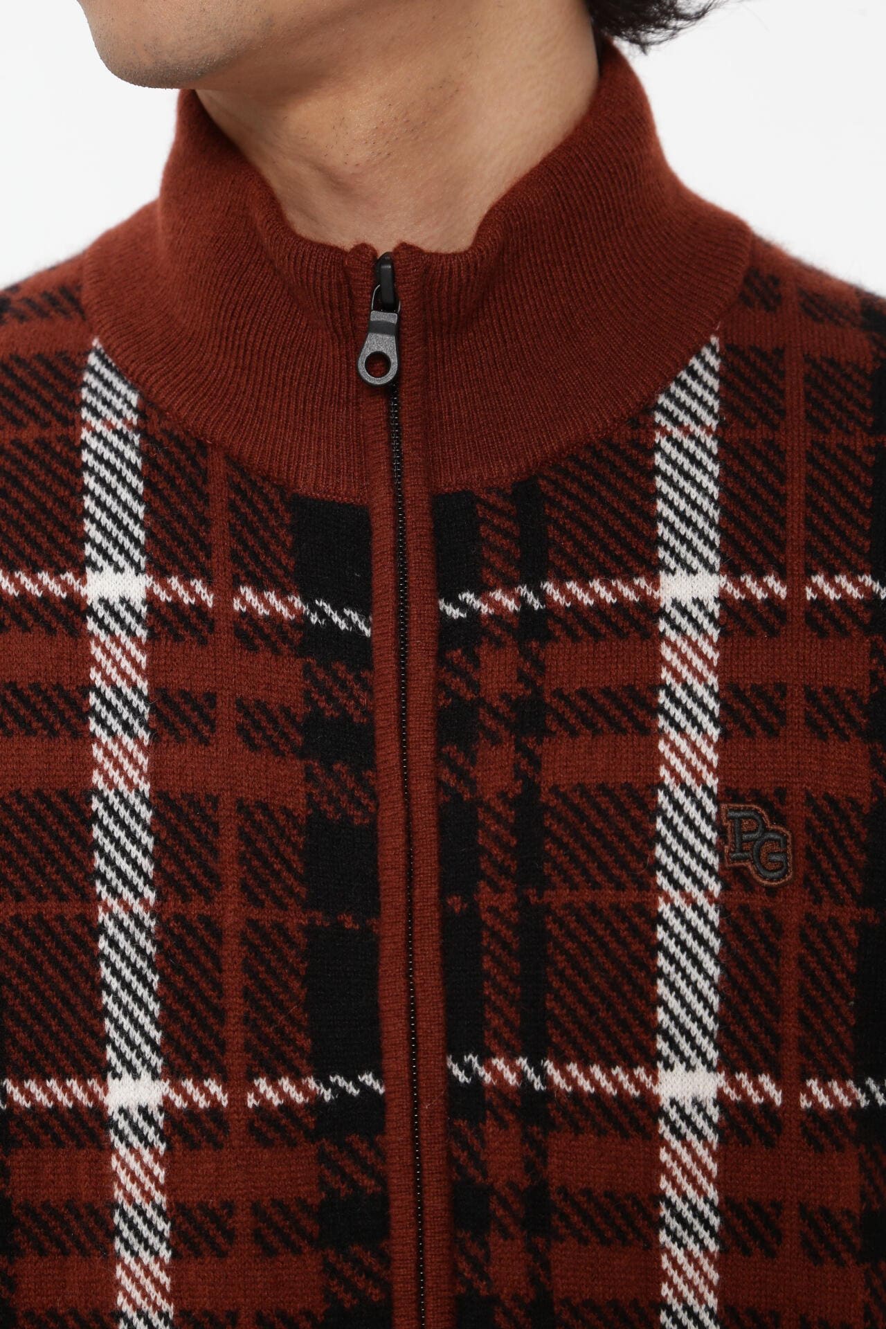 カシミヤ天竺 フルジップニットジャケット ＜CHECKシリーズ＞ | PEARLY