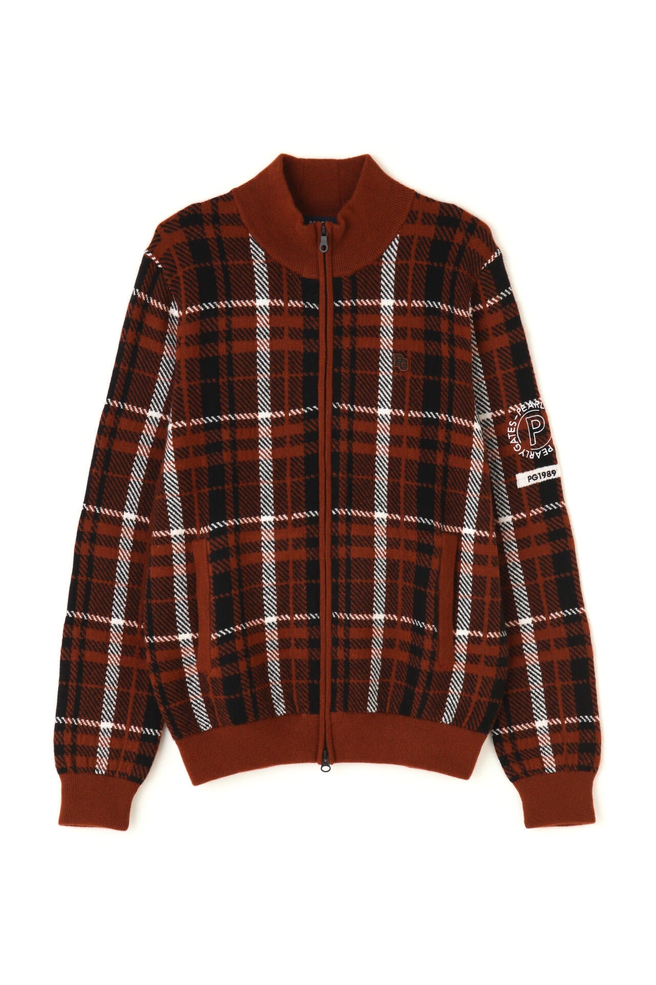 カシミヤ天竺 フルジップニットジャケット ＜CHECKシリーズ＞