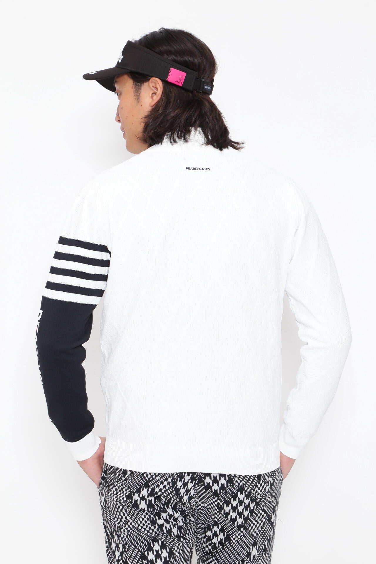 PEARLY GATES 袖中綿　ニット ジャケット アーガイル×ボーダー柄 ジャガード フルジップニットブルゾン ＜NEWアーガイル＞ | PEARLY