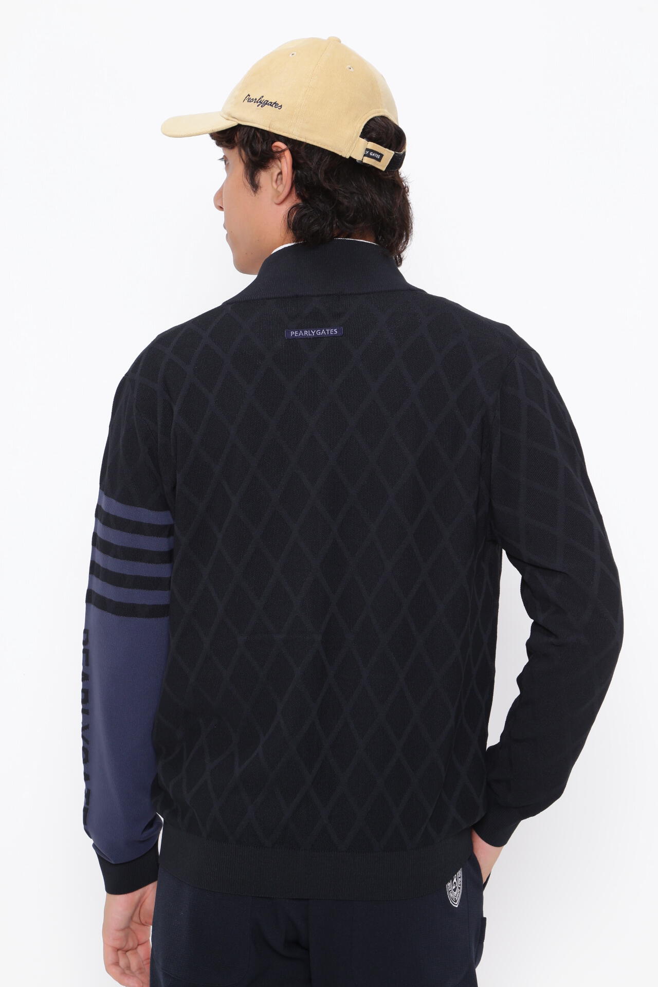 PEARLY GATES 袖中綿　ニット ジャケット アーガイル×ボーダー柄 ジャガード フルジップニットブルゾン ＜NEWアーガイル＞ | PEARLY