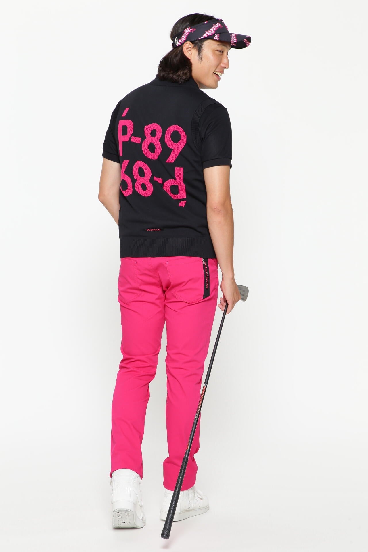 光栓50 Vネックニットベストプルオーバー ＜Pink with BLACK＞