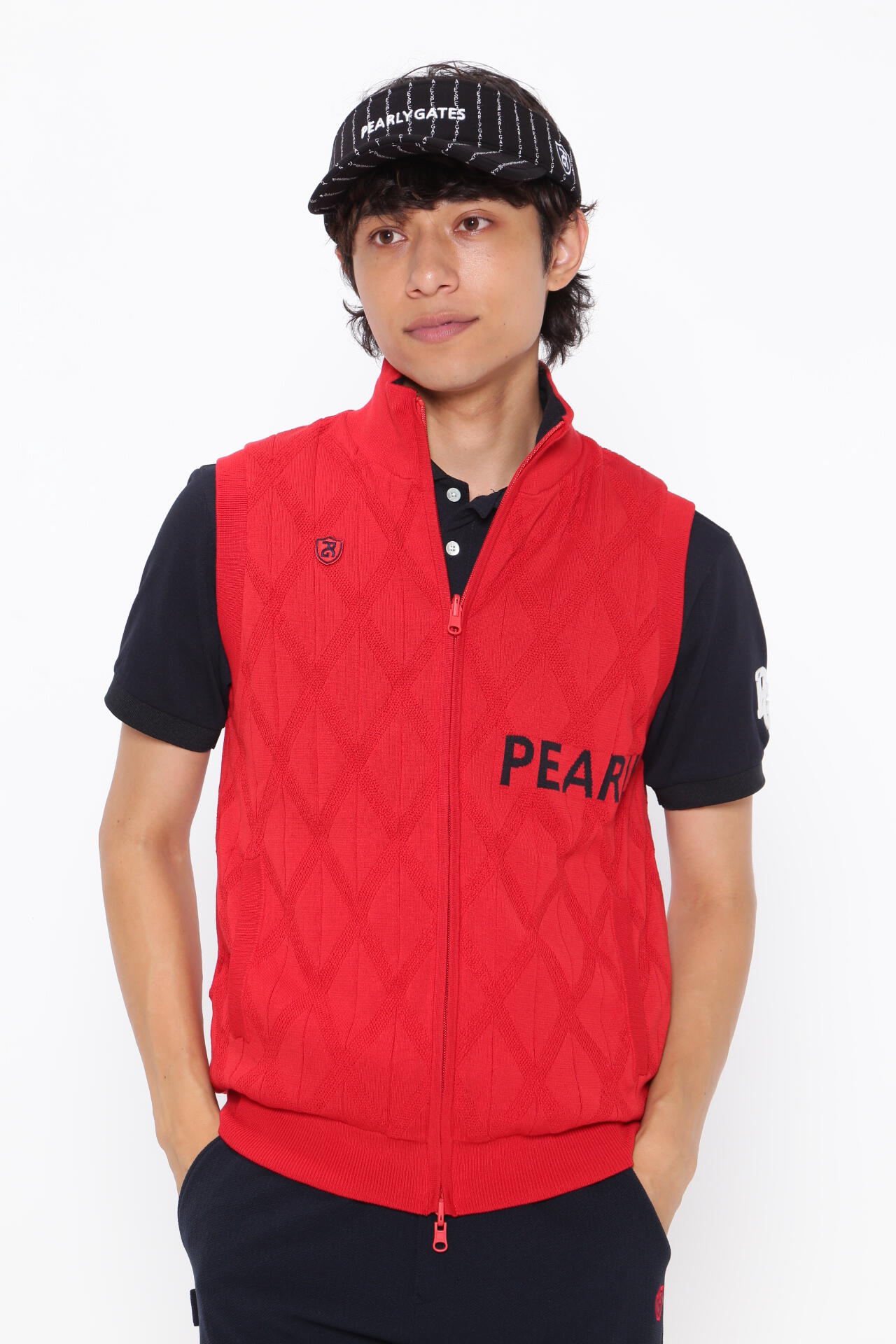 ジャガード リバーシブル フルジップニットベスト ＜NEWアーガイル