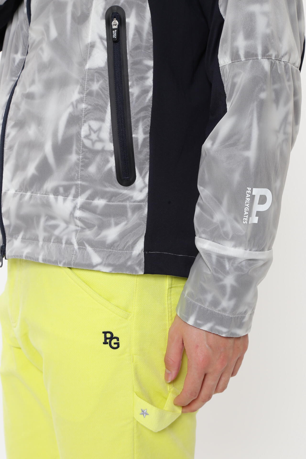 パーリーゲイツ　Nyブライトタフタ✕Octa フーディ　ブルゾン　ギザ星柄 Nyブライトタフタ×Octa フーディブルゾン ＜ギザ星柄＞ | PEARLY