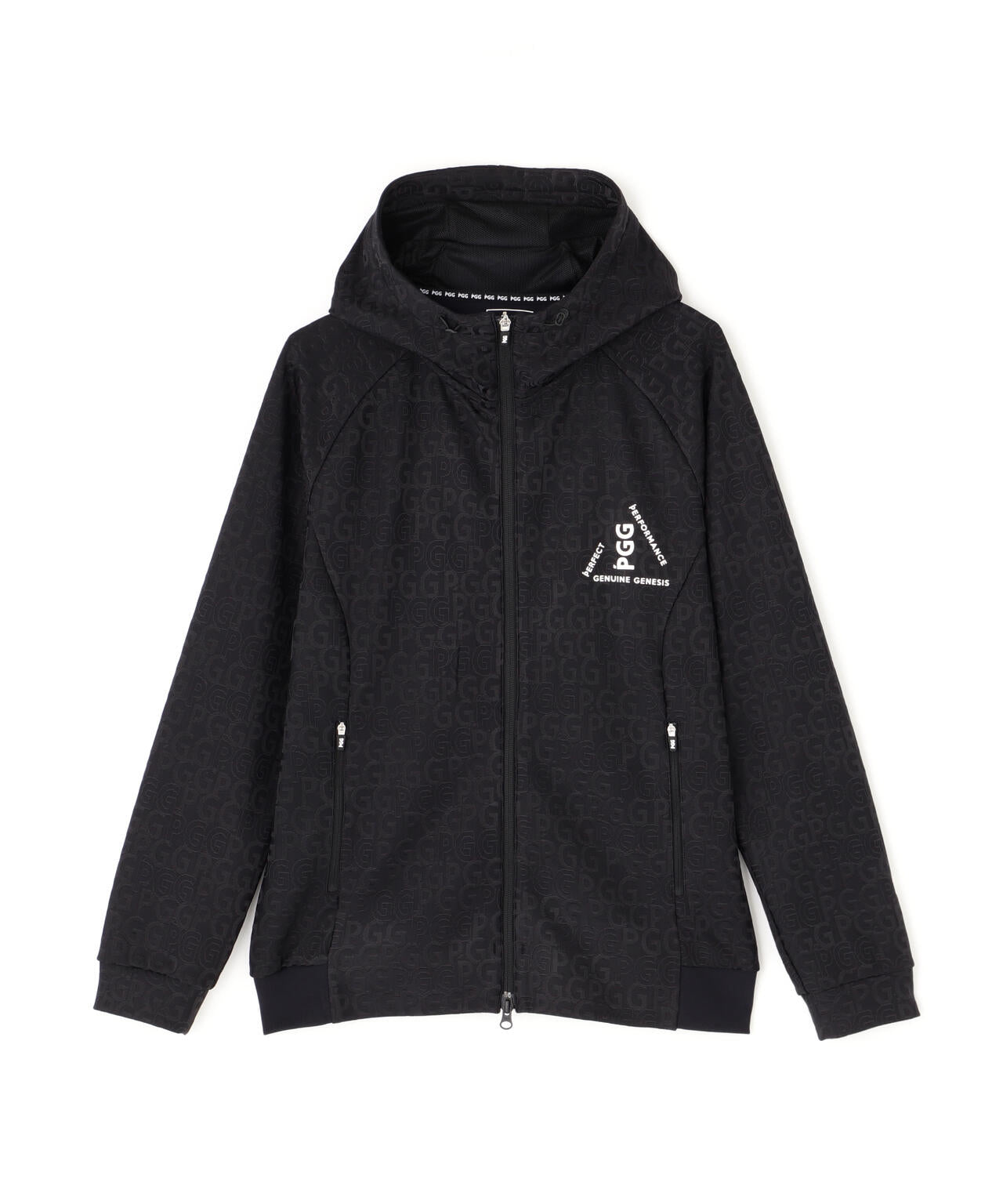 パーリーゲイツPGG ジャガードスムースボンディング黒パーカーサイズ1 パーリーゲイツPGG ジャガードスムースボンディング黒パーカーサイズ1