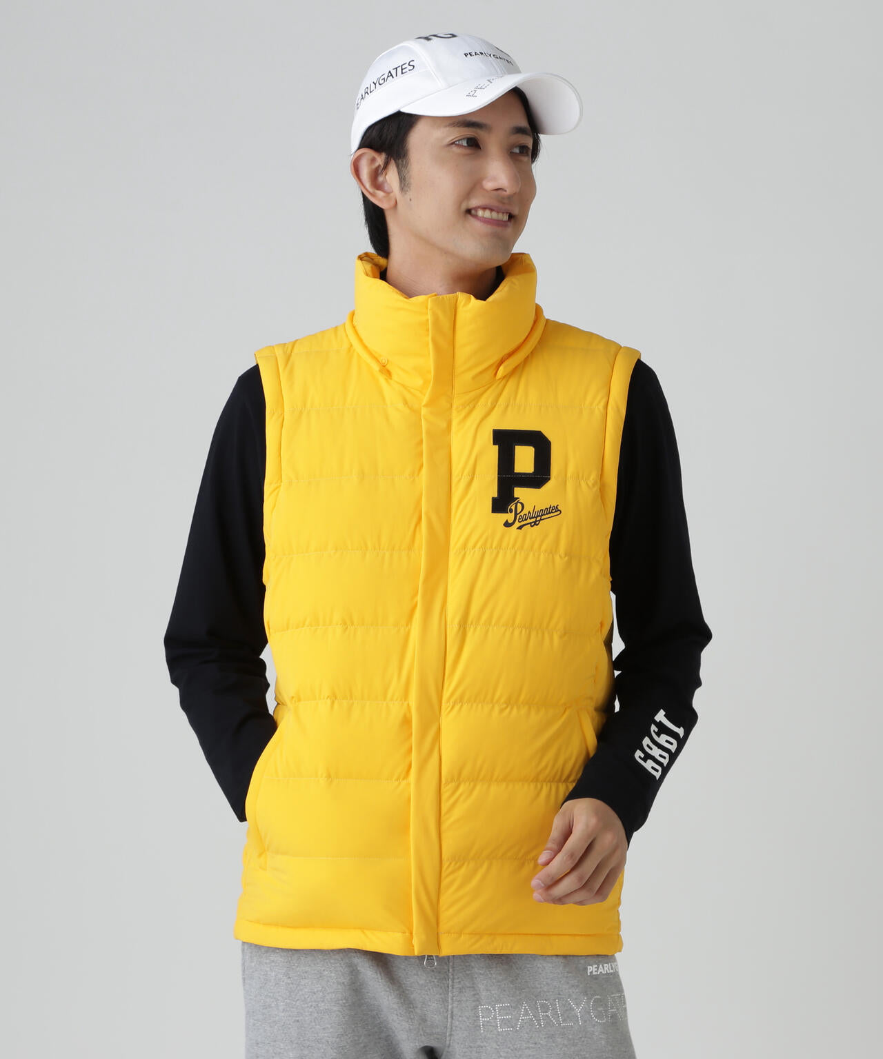 PEARLY GATES パーリーゲイツ 3way ダウンジャケット ベスト PEARLY GATES パーリーゲイツ エアーダウンベスト 白×黒 サイドロゴ