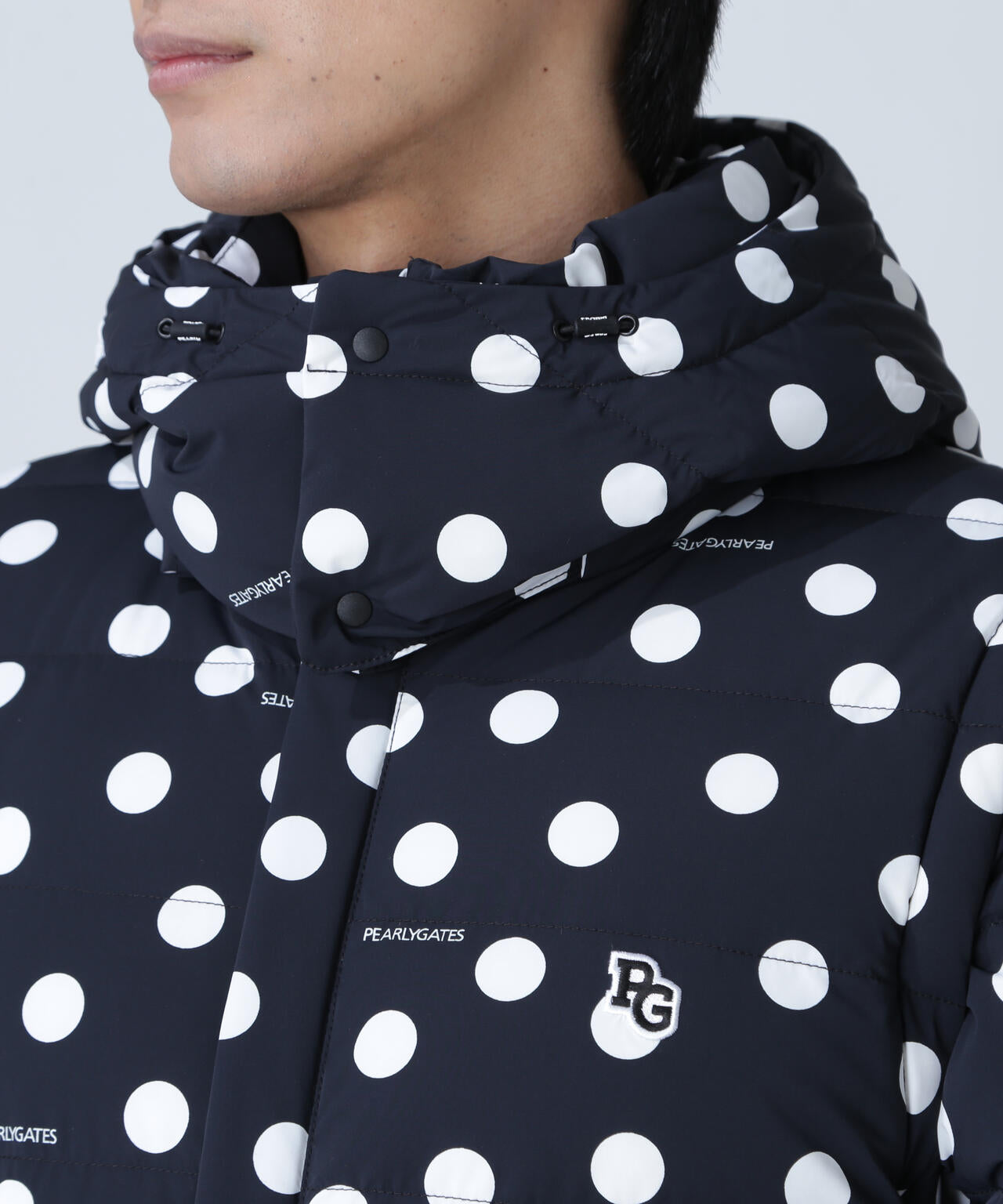 Nyストレッチタフタフーディダウンジャケット ＜ランダムドット柄＞