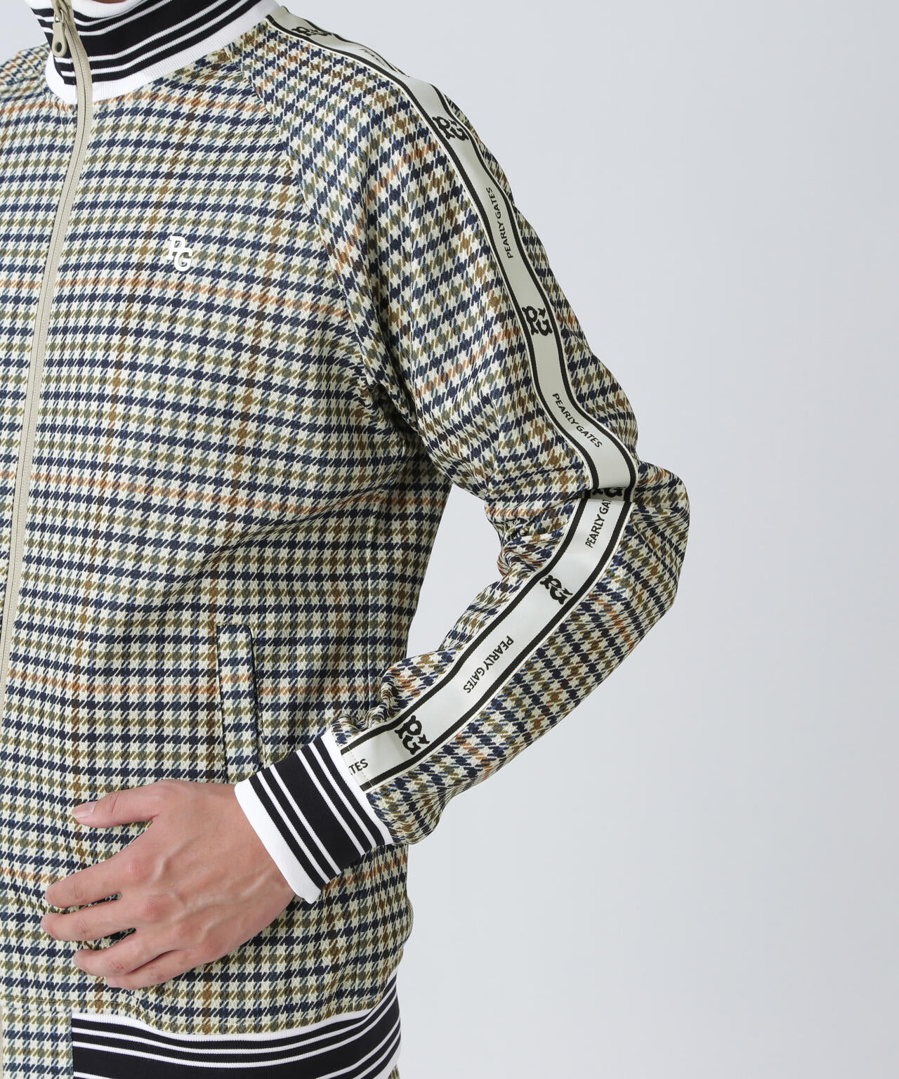 Peストレッチメッシュ フルジップジャケット ＜ガンクラブチェック柄