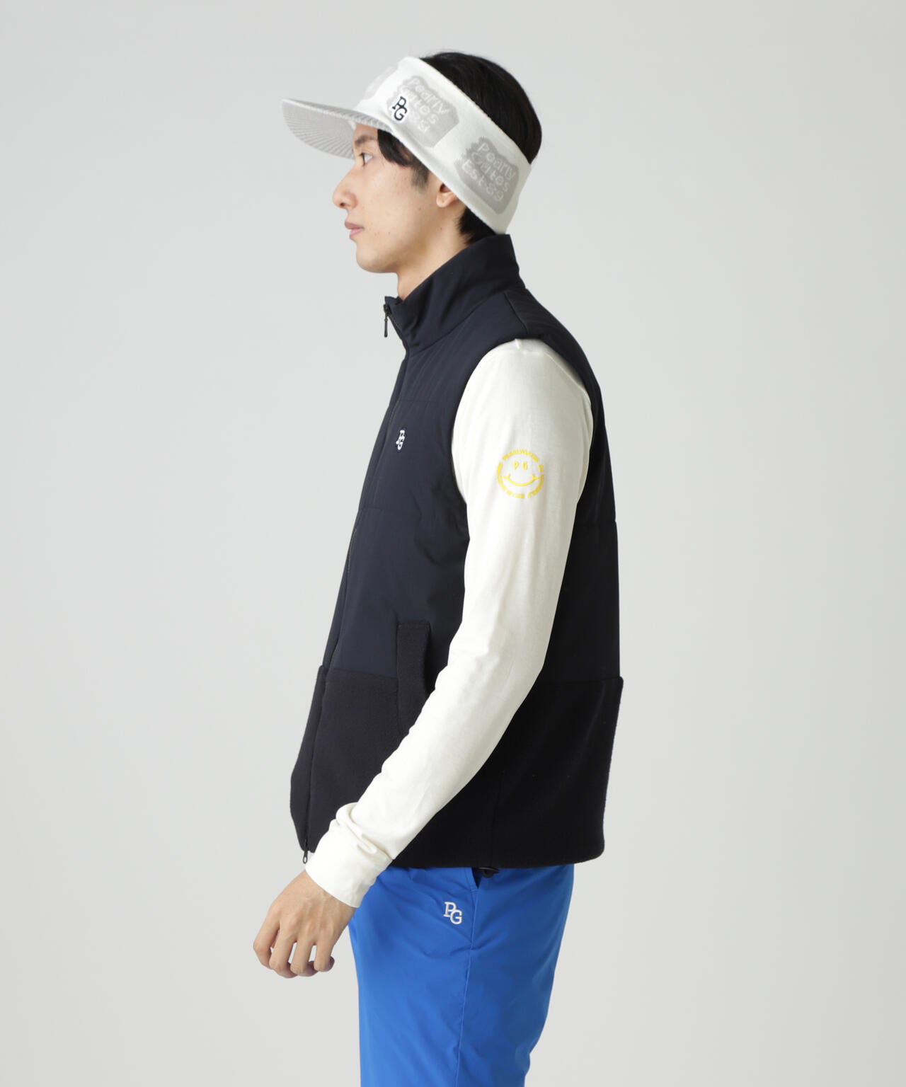 合繊×フリース片面起毛 中綿フルジップアップベスト | PEARLY GATES