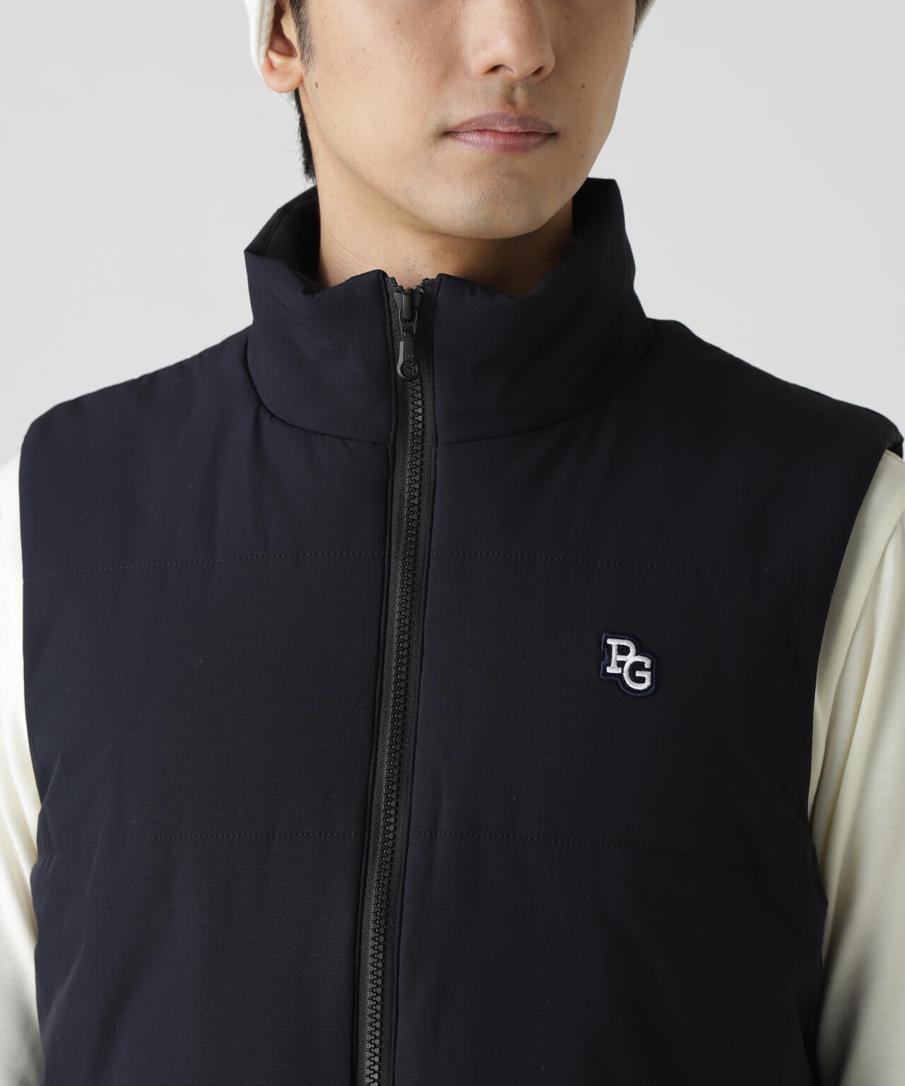 合繊×フリース片面起毛 中綿フルジップアップベスト | PEARLY GATES