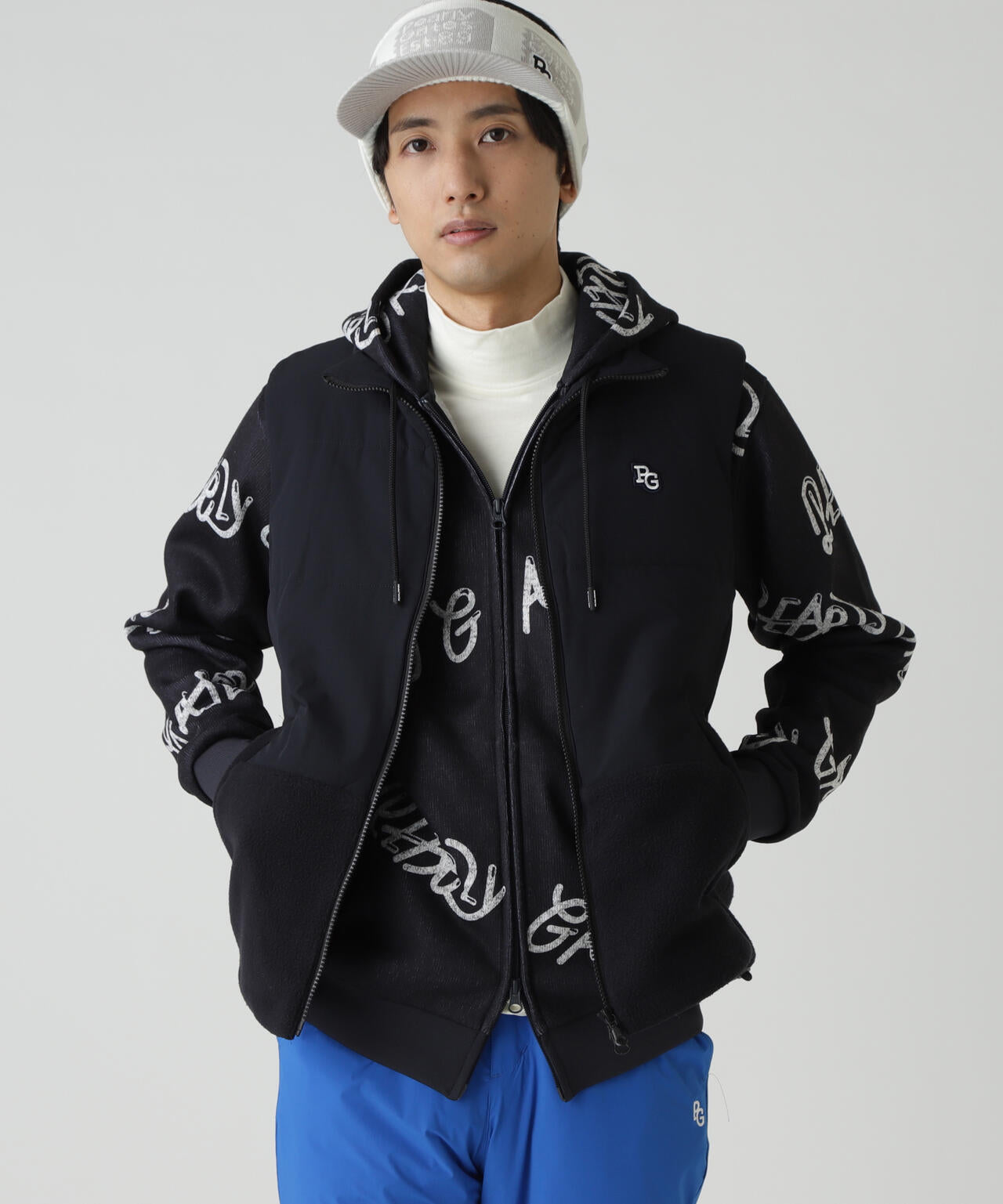 合繊×フリース片面起毛 中綿フルジップアップベスト | PEARLY GATES